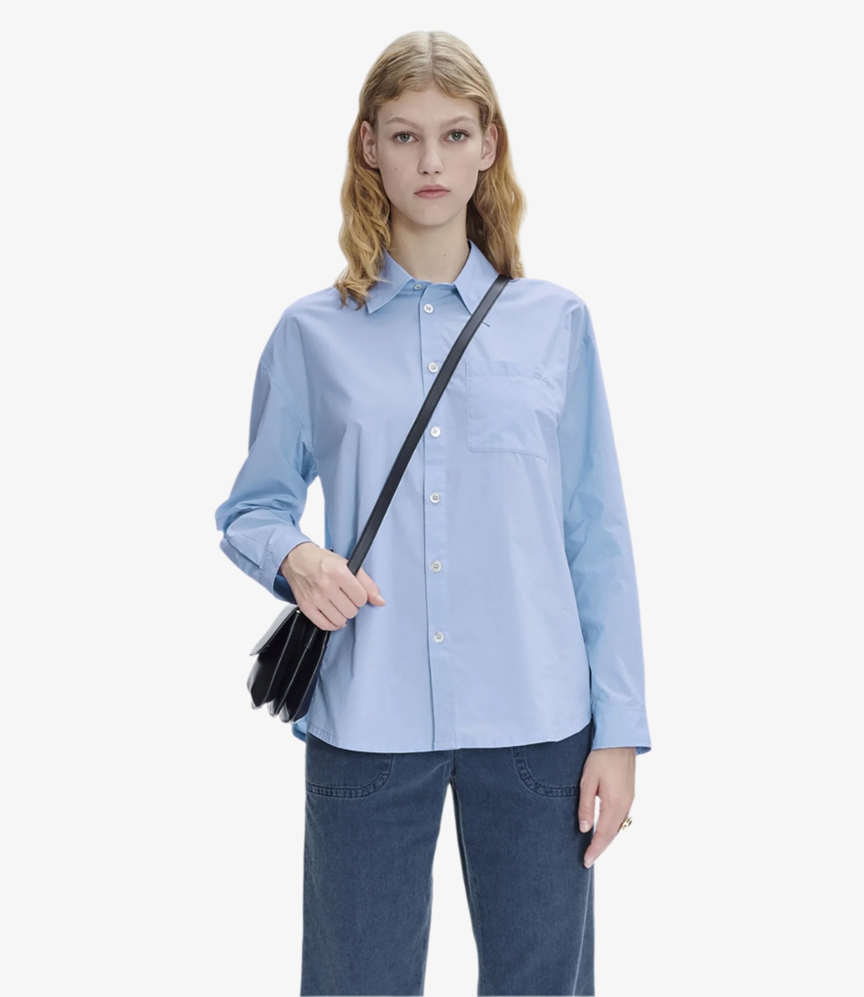 【関税・送料込み】A.P.C. BOYFRIEND LOGO SHIRT Boyfriend Avec Logo shirt | Loose-fit shirt with tone-on
