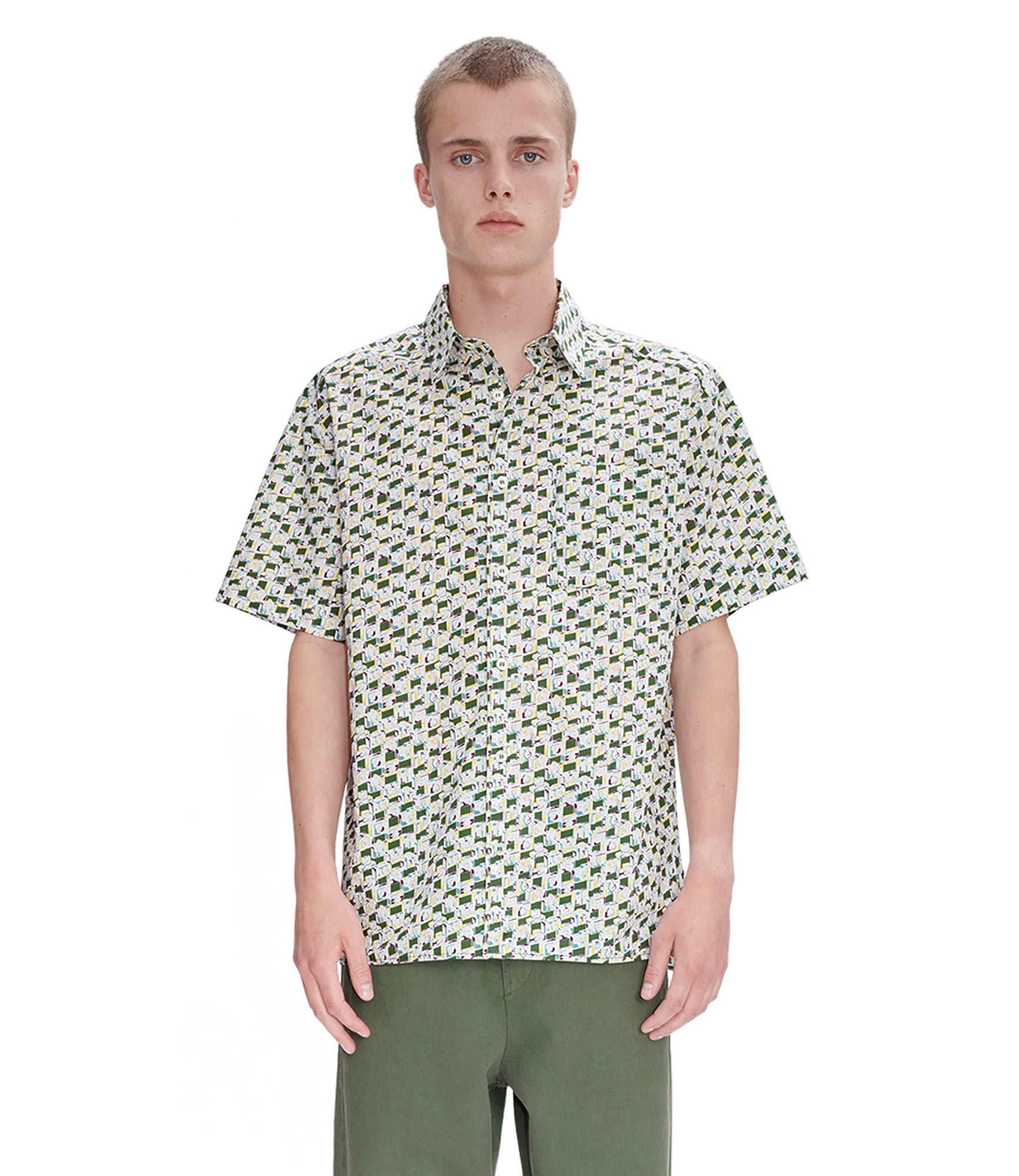 【KOOLOSET】Pigment Herringbone Short Sleeve Shirt KOOLOSET】Pigment Herringbone Short Sleeve Shirt
