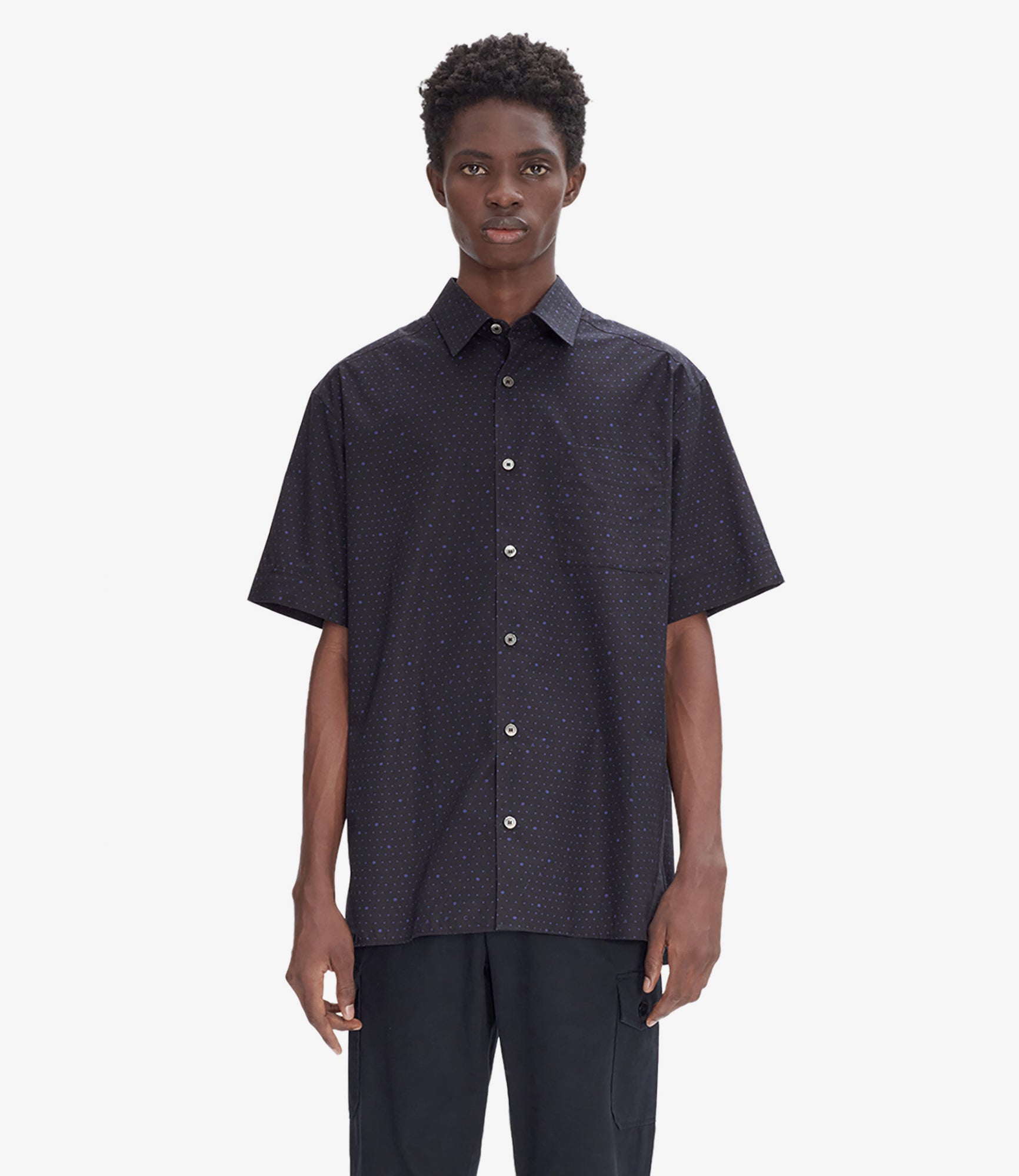 A.P.C. Ross Short-sleeve Shirt L Dark Navy Blue
