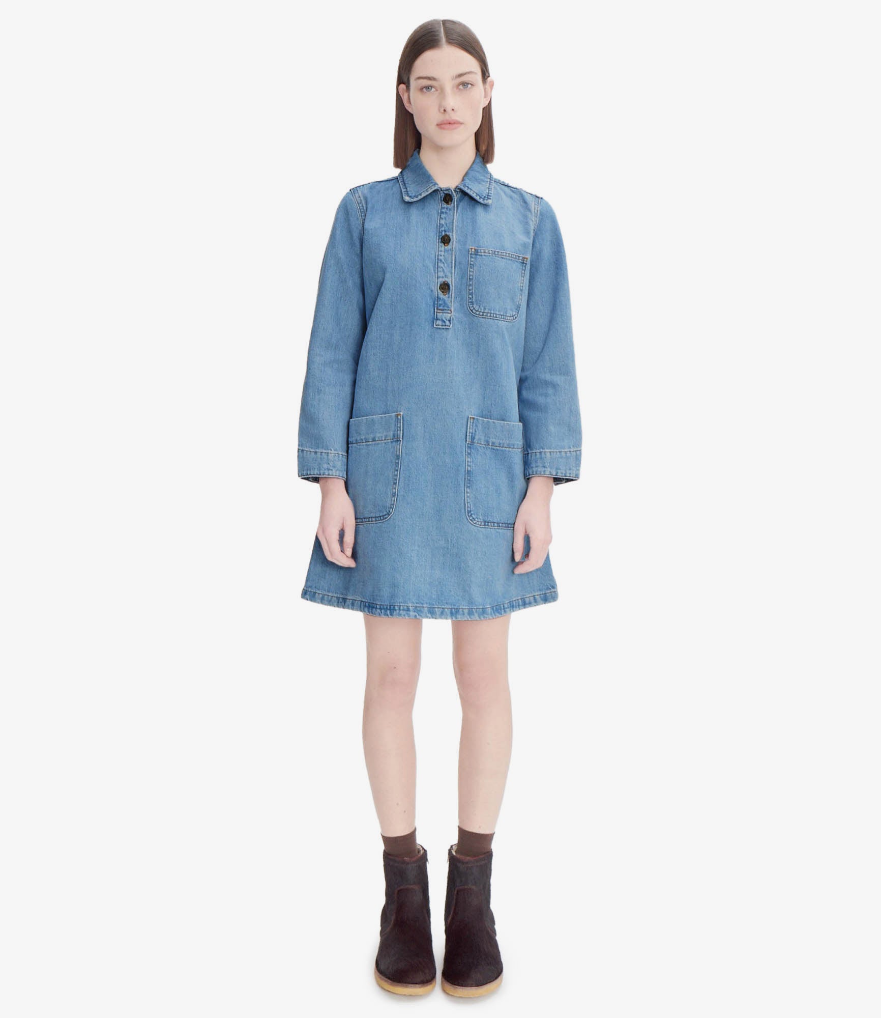 Aurelia dress | Soft stonewashed indigo denim