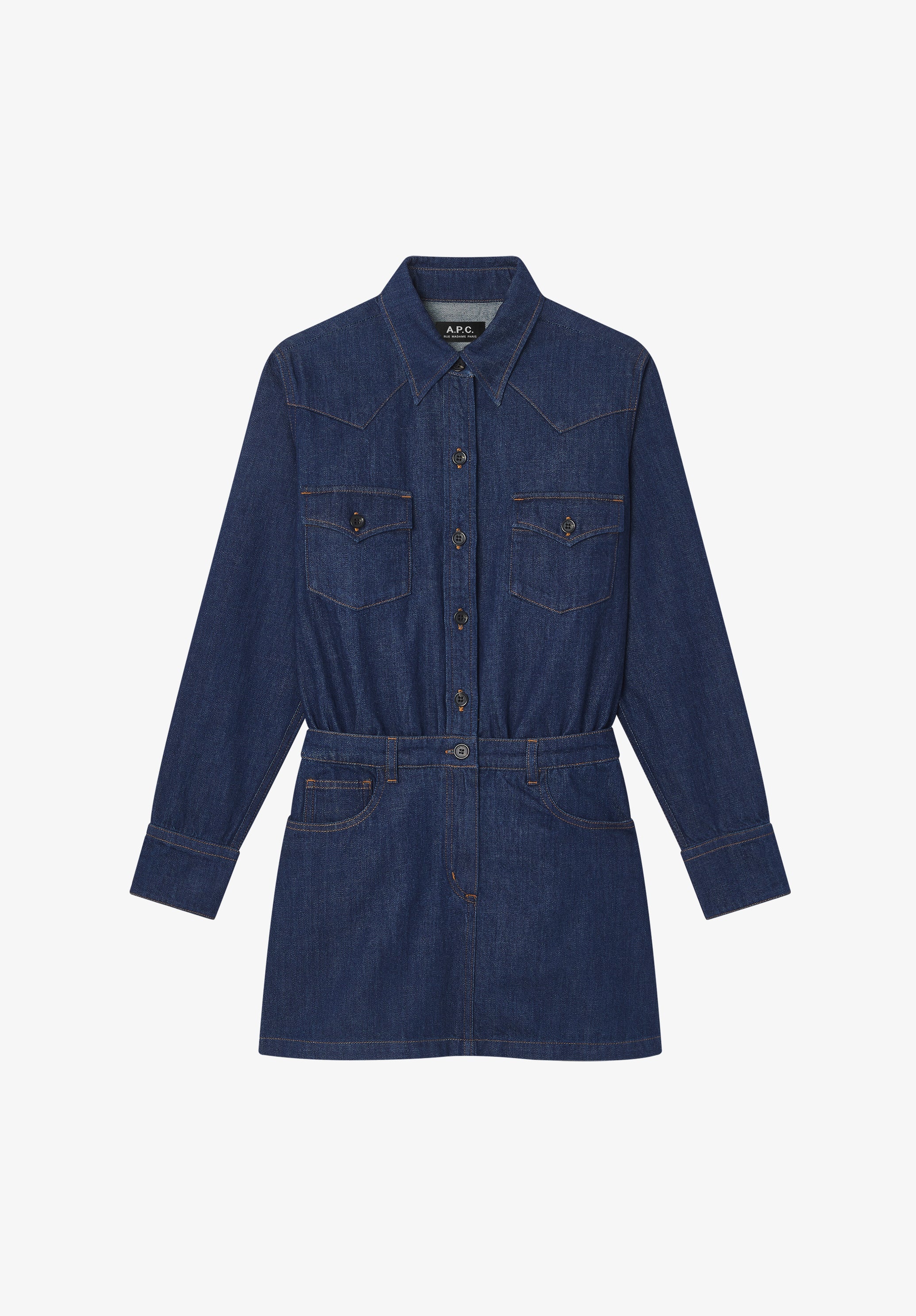A.P.C. Women's Western Shirt-dress Size: 40 in Dark Indigo