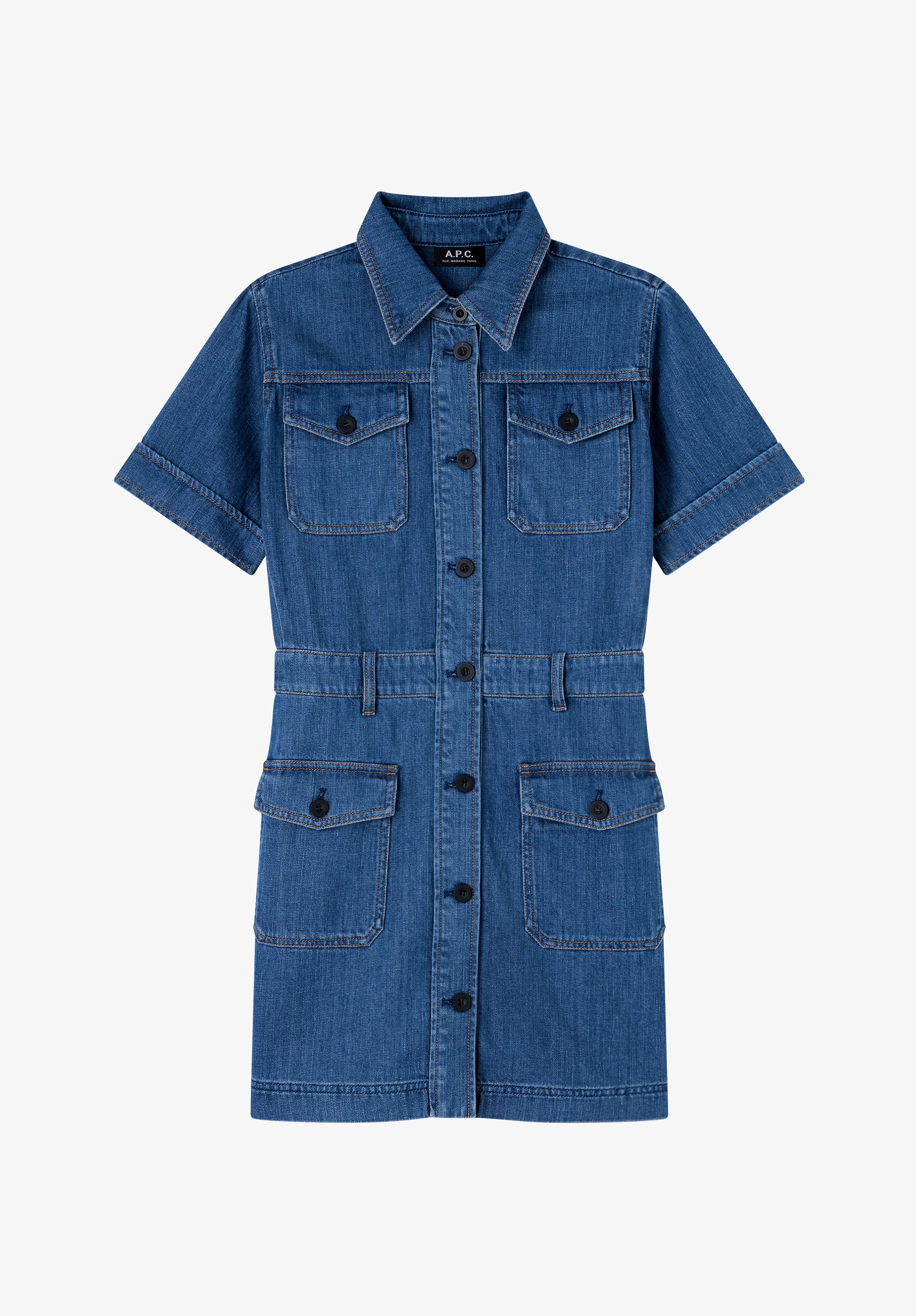 A.P.C. | Faded Denim Dress With Pockets | 36