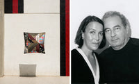 Pillow suspended against colorful wall + Jean Touitou and Jessica Ogden photo