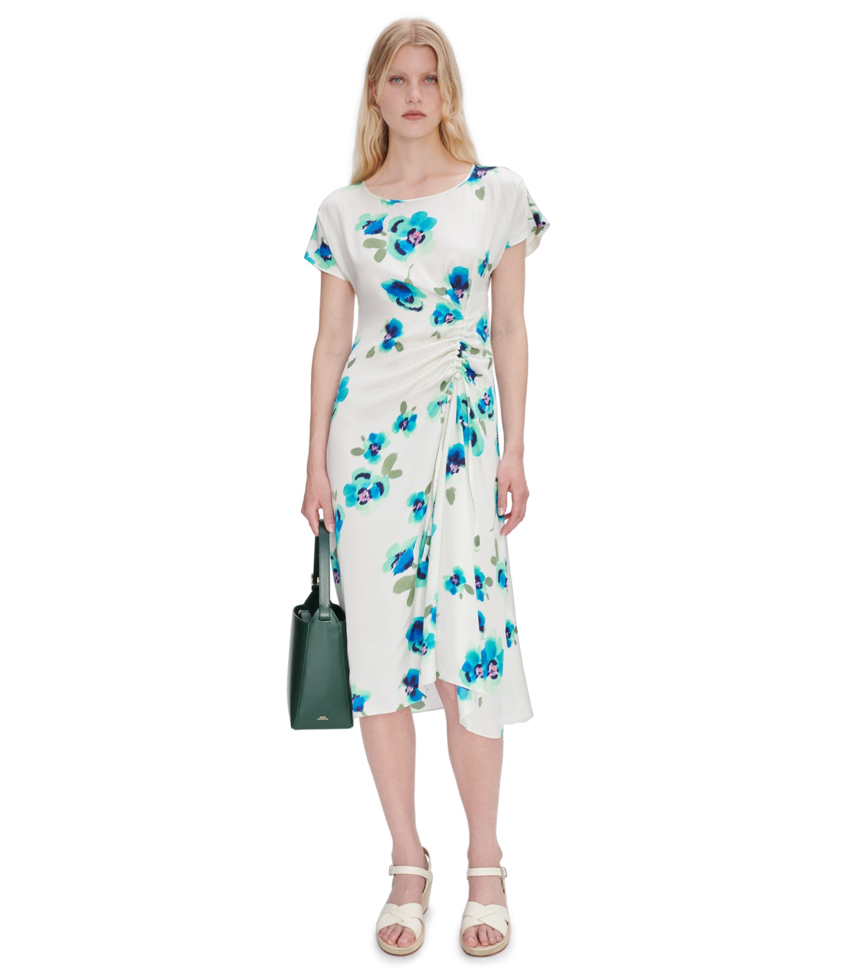 Juniper dress | Satin with blurred floral print | A.P.C. Ready-to-Wear