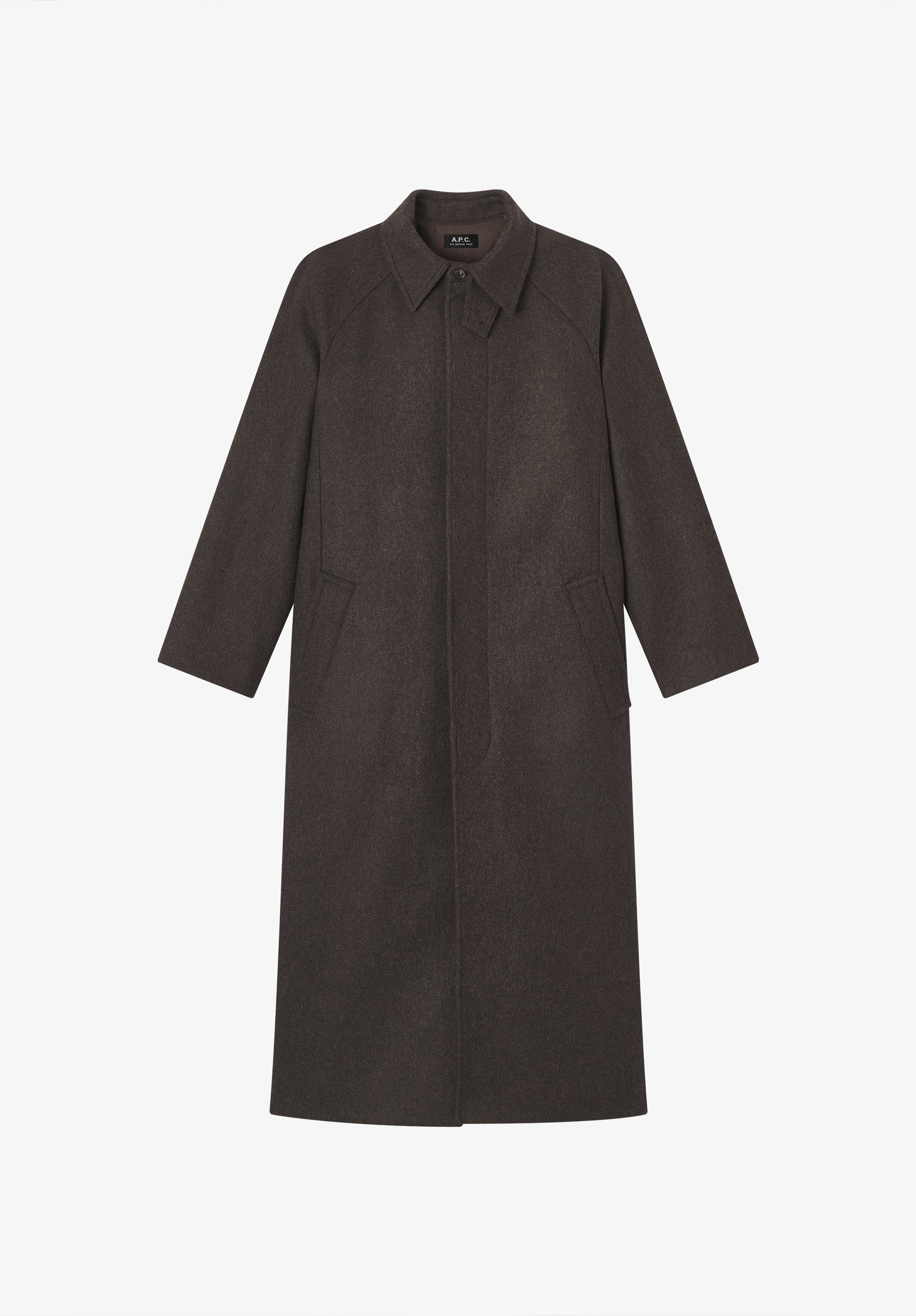 A.P.C. Gaia Coat - Loose-fit heather brown mac in recycled wool