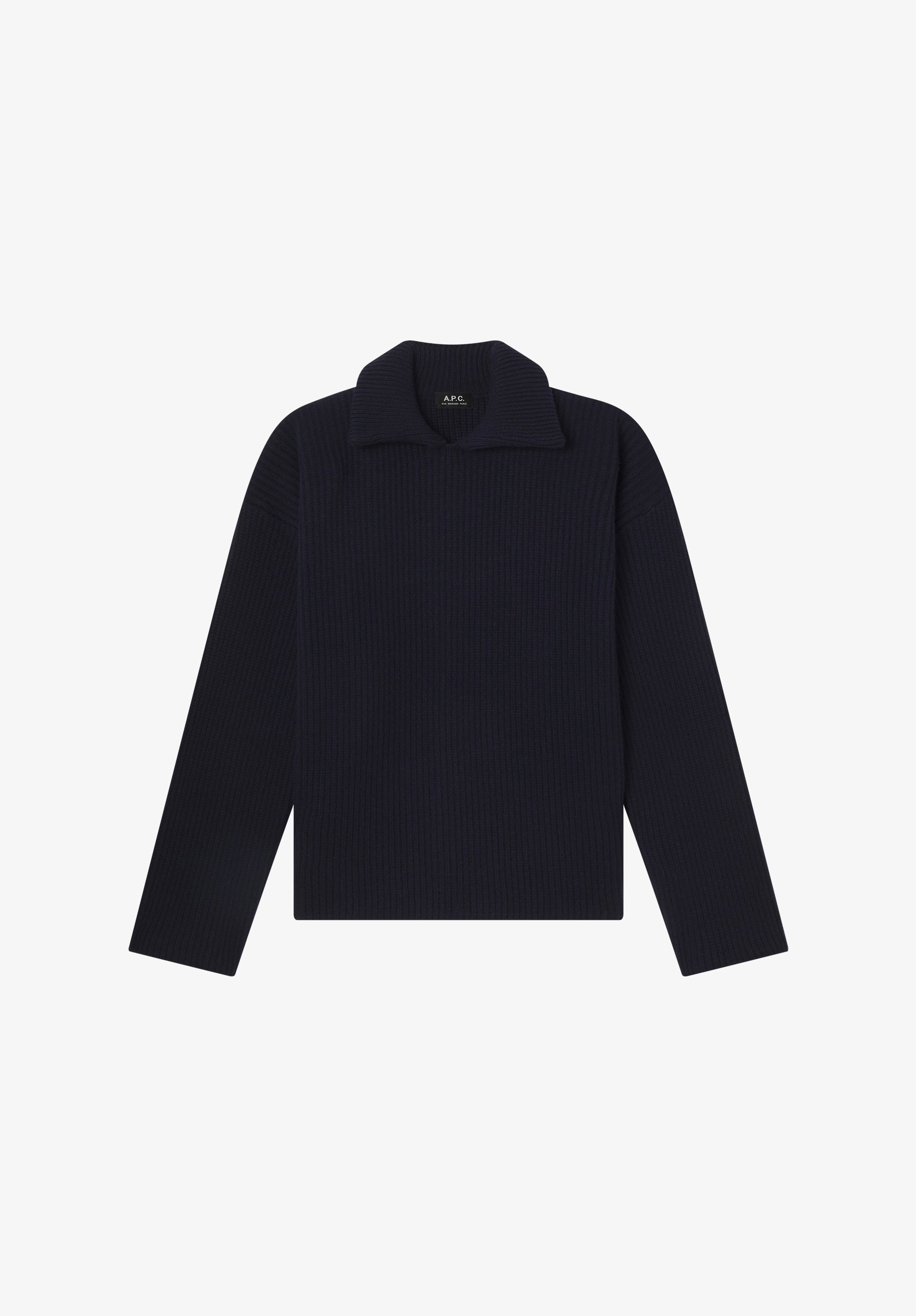 Wide-rib sweater with spread collar | Knitwear | A.P.C. Ready-to-Wear