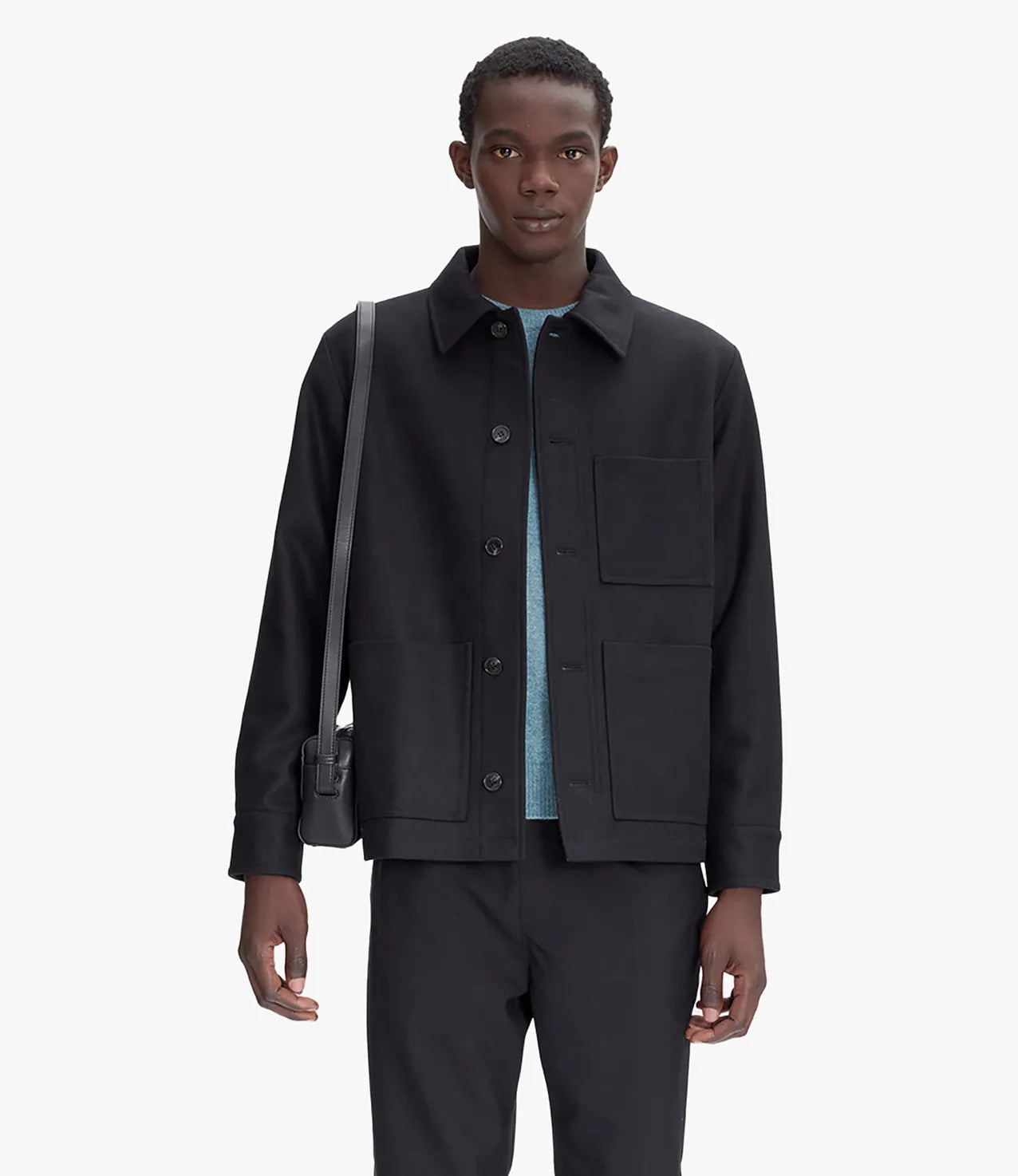 【INCHANT ME】[Wool 90%] Mare Handmade Short Jacket Club Monaco Men's Textured Wool Short Jacket, Black White, M