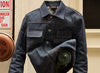 A.P.C. Denim - jacket on a fire sprinkler