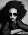 Female model wearing sunglasses