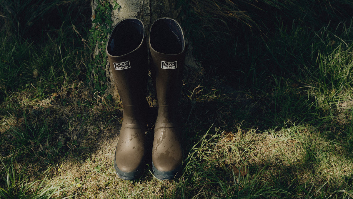 A.P.C. Barbour - boots in a field