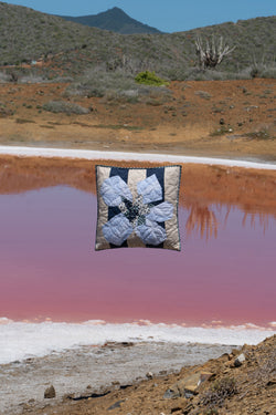 Pillow suspended above lake