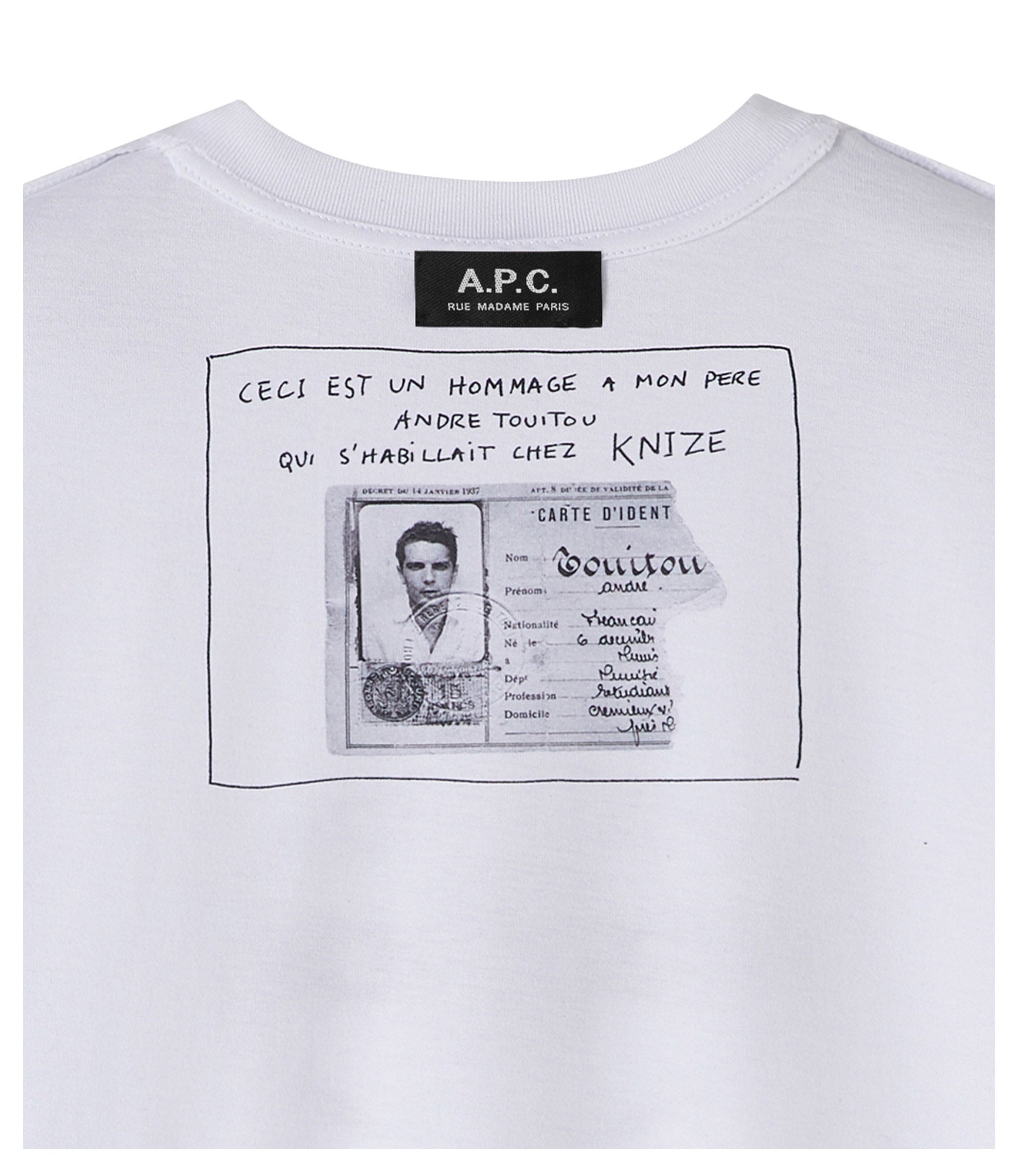 A.P.C.◆Tシャツ/L/コットン/WHT Knize T-shirt | Organic cotton T-shirt with 'Knize' logo