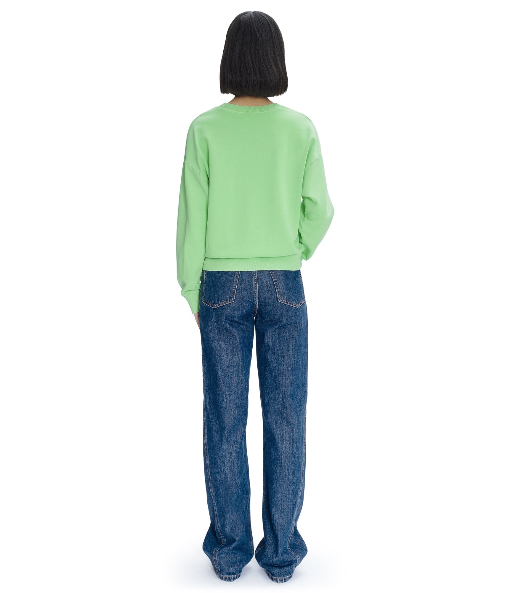 Elle jeans | Stonewashed indigo hip-hugging jeans. Flared