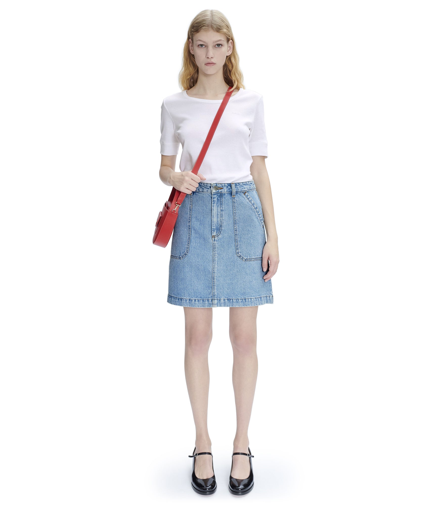 Léa skirt | Straight skirt in denim with deep pockets