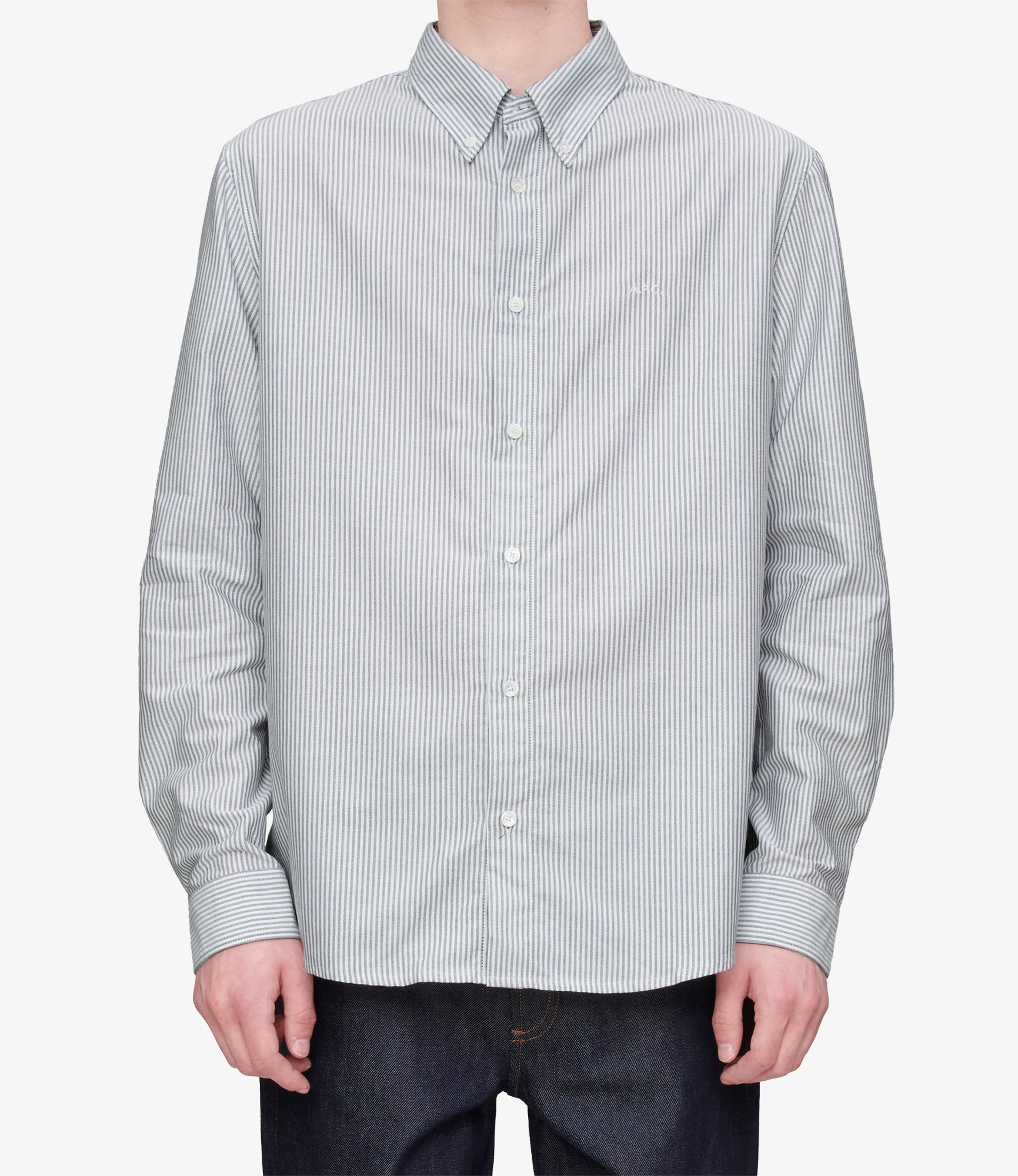 シャツ A.P.C. CHEMISE GREG LOGO (FS) Greg Logo shirt | Striped organic Oxford cloth | A.P.C.