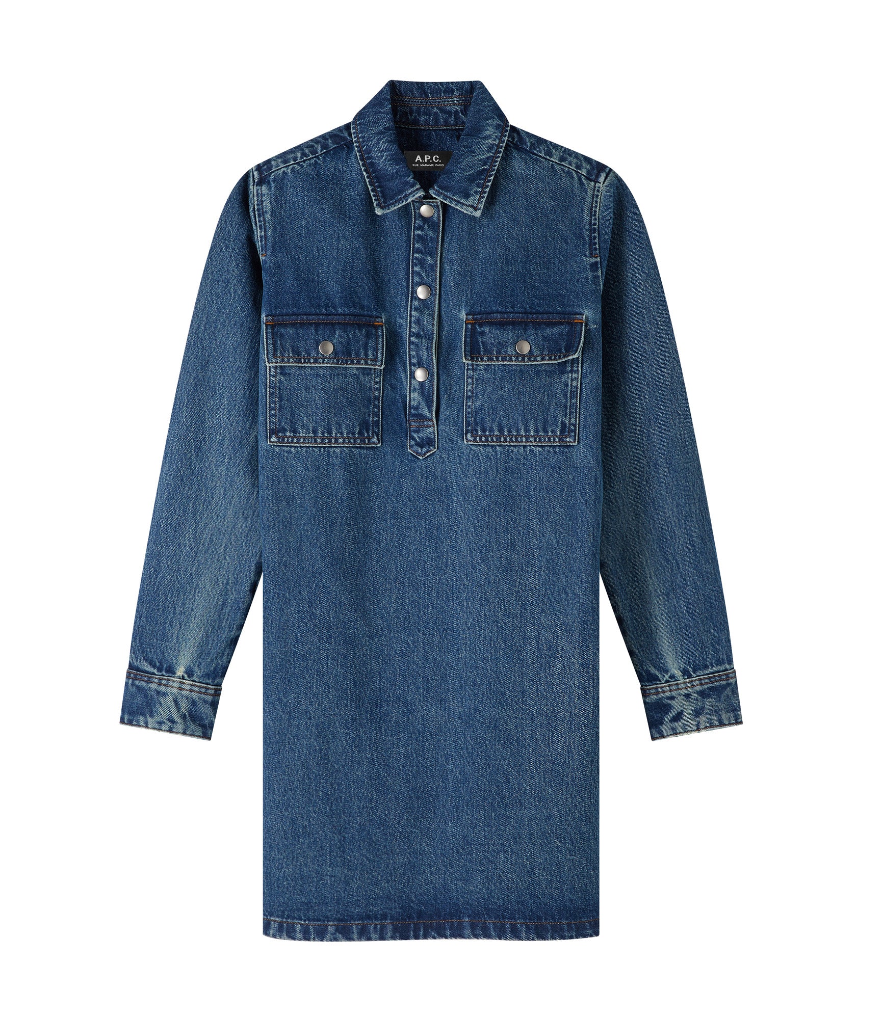 A.P.C|DRESSES (Mia Dress (COHDK F05878 LZE)) Mia dress | Bleached out indigo denim, women | A.P.C. Ready