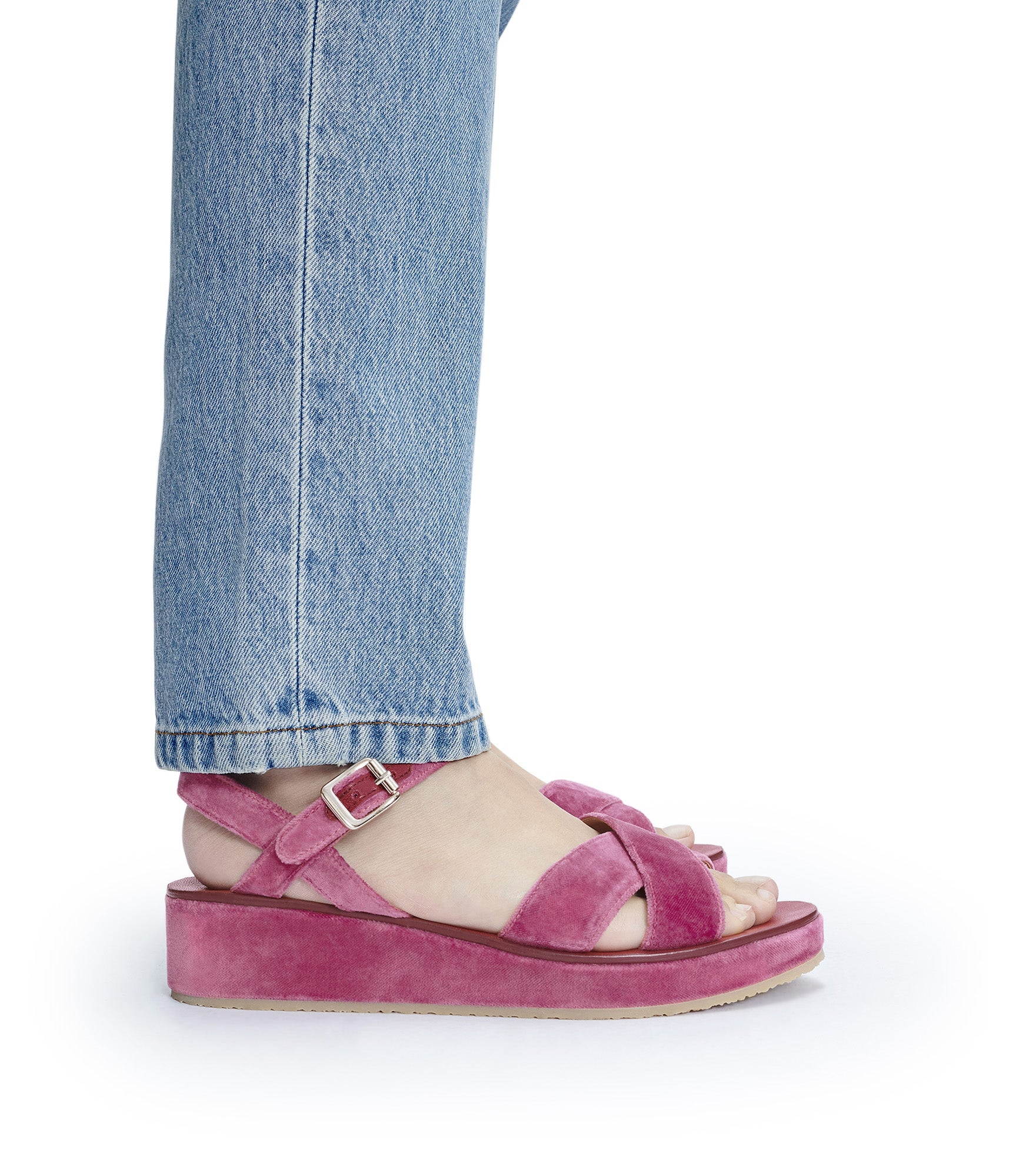 【関税&送料込】V° 73 Sandals Pink Women New Full Pink Stud Wedge Sandal Platform Slingback