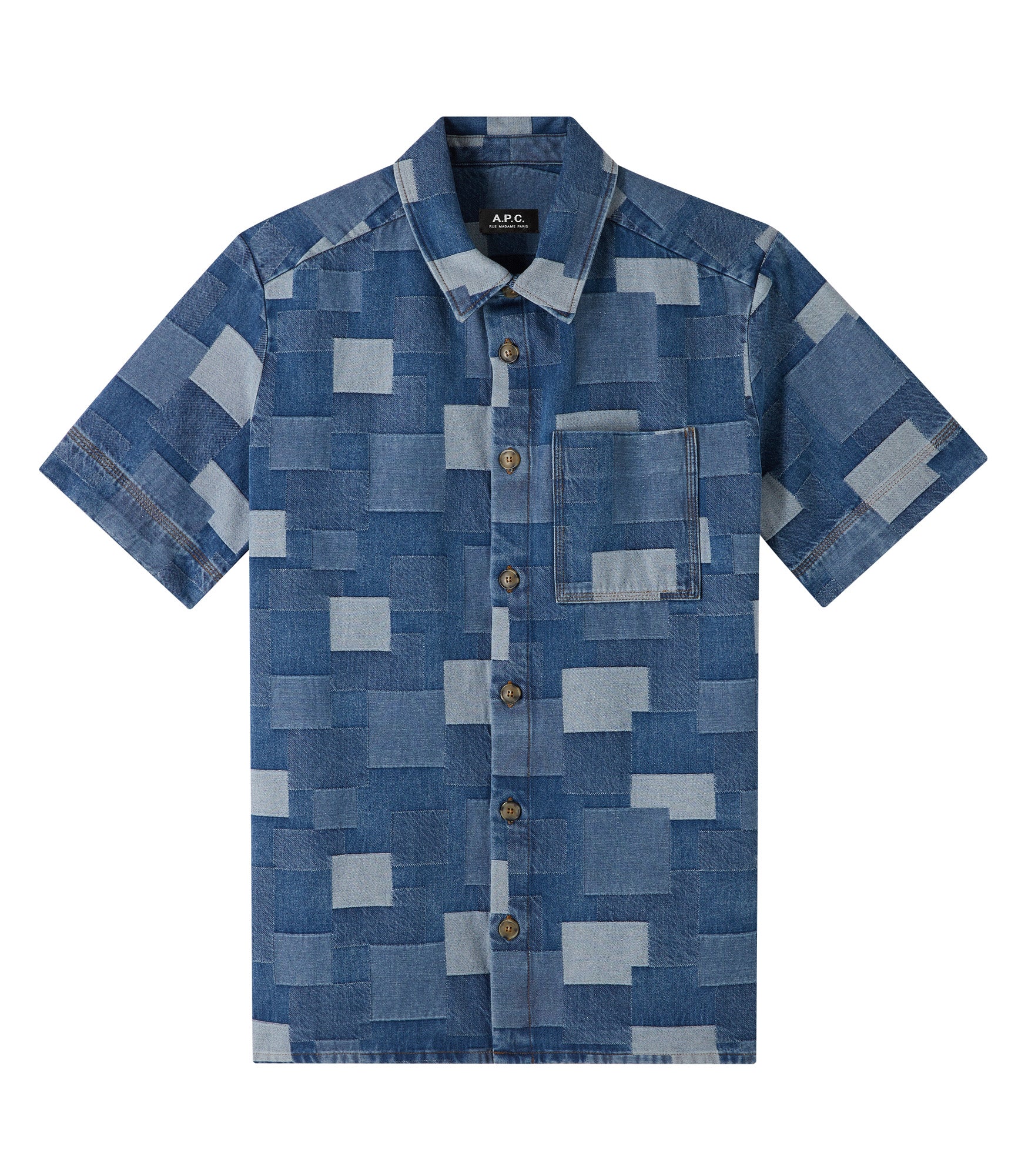 Gil short-sleeve shirt | Stonewashed indigo denim with