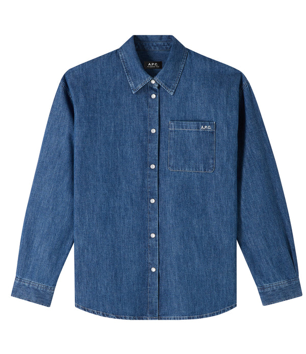 Embroidered Boyfriend shirt - IAL - Stonewashed indigo
