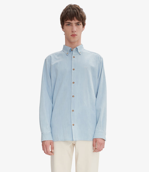 【送料&関税込】A.P.C. janice Overshirt Basile Brodée Poitrine overshirt | Dyed organic cotton denim