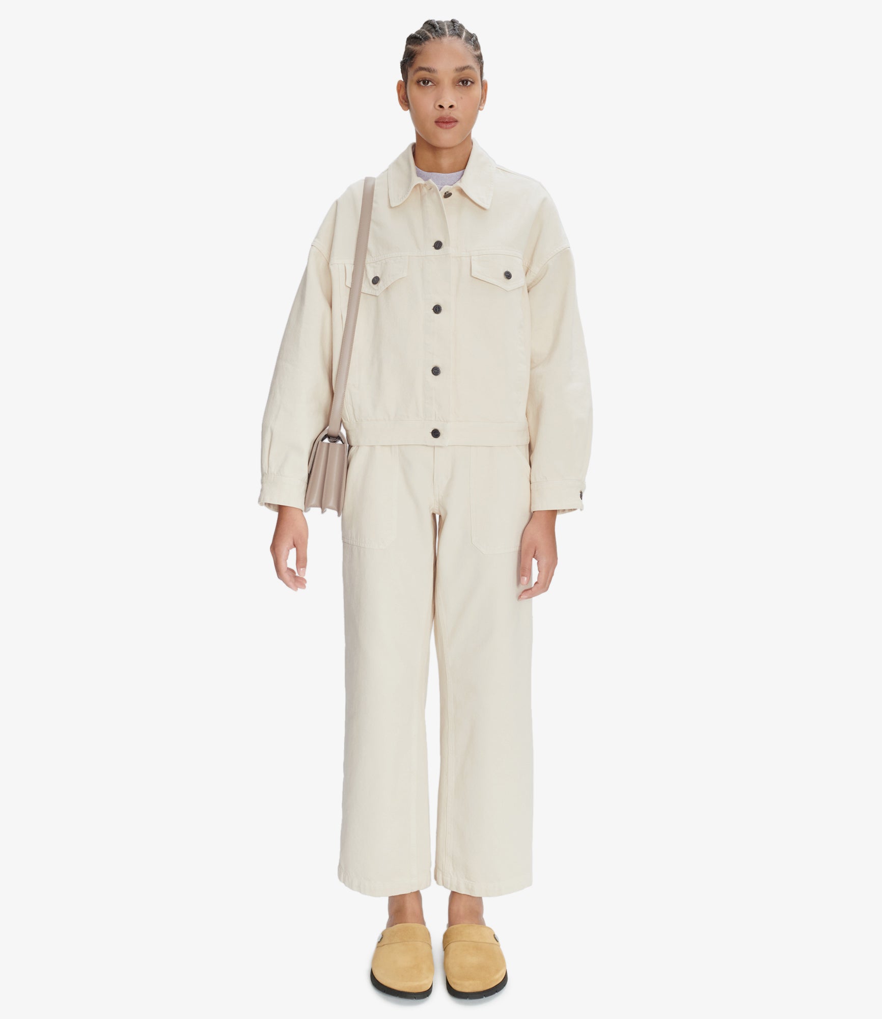 ジャケット A.P.C. DOUBLE-BREASTED JACKET IN ECRU COTTON A.P.C. Women's Double-breasted Jacket In Écru Cotton | ShopSimon