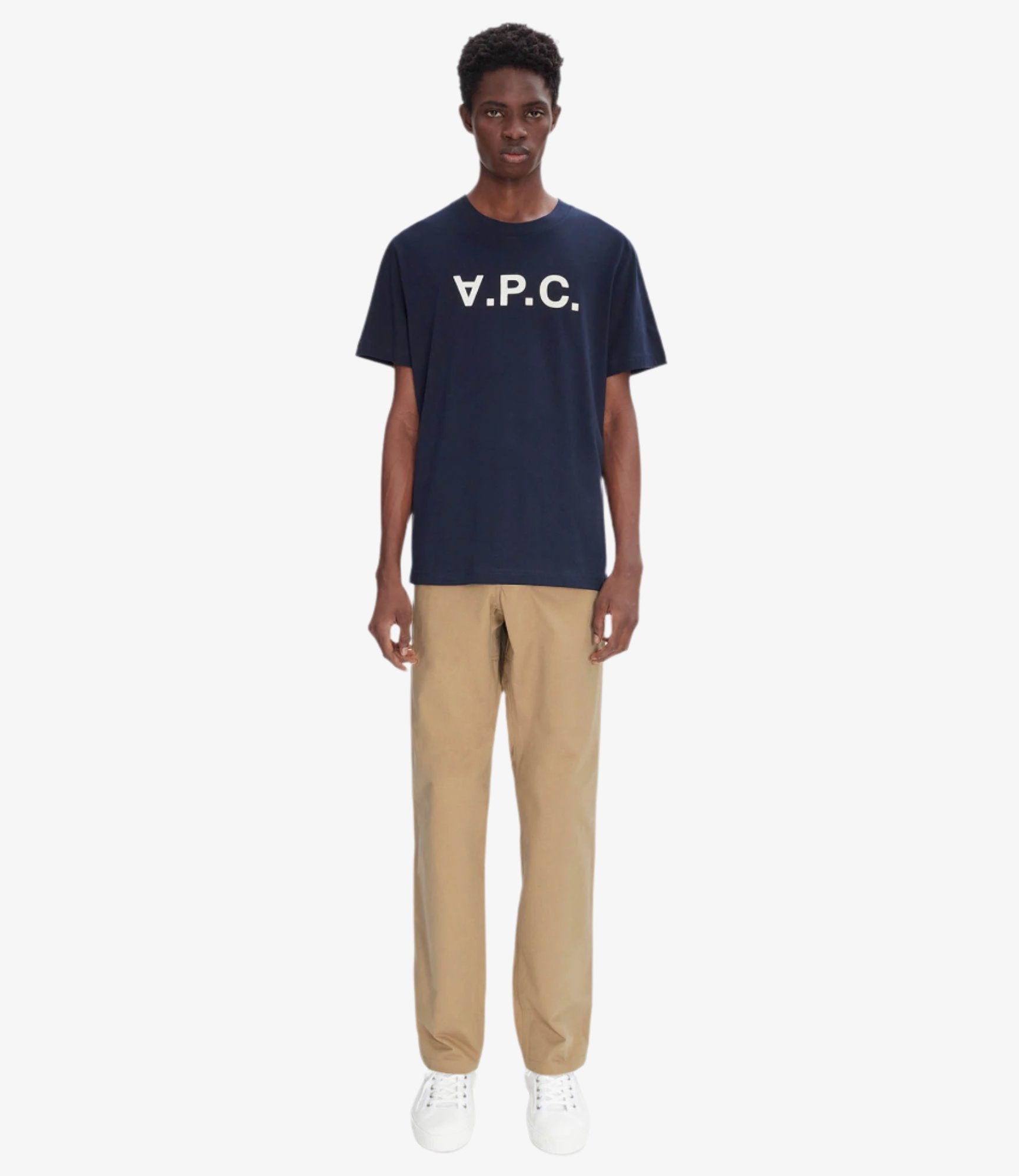 A.P.C｜ (STANDARD GRAND VPC T-SHIRT (COHBM M26384 TAE)) A.P.C. Standard Grand VPC Tee - White / Dark Navy – Kith
