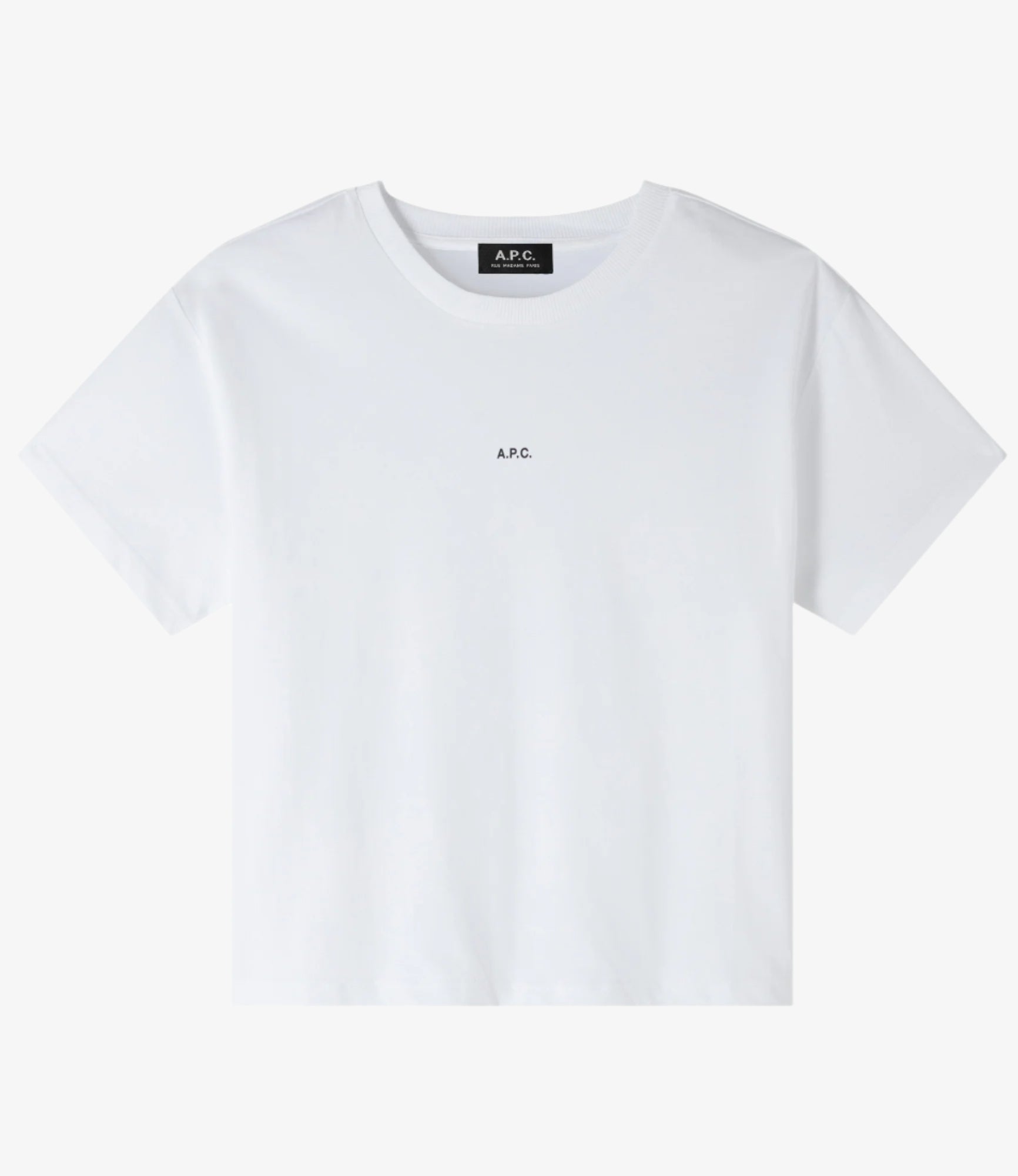 ★A.P.C.★ Micro Logo Boxy Fit Short Sleeve T-Shirt White Bl A.P.C. Boxy Micro Center Logo T-Shirt White at CareOfCarl.com