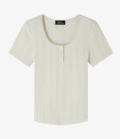 A.P.C. Women T-Shirts - White soft top with buttons.