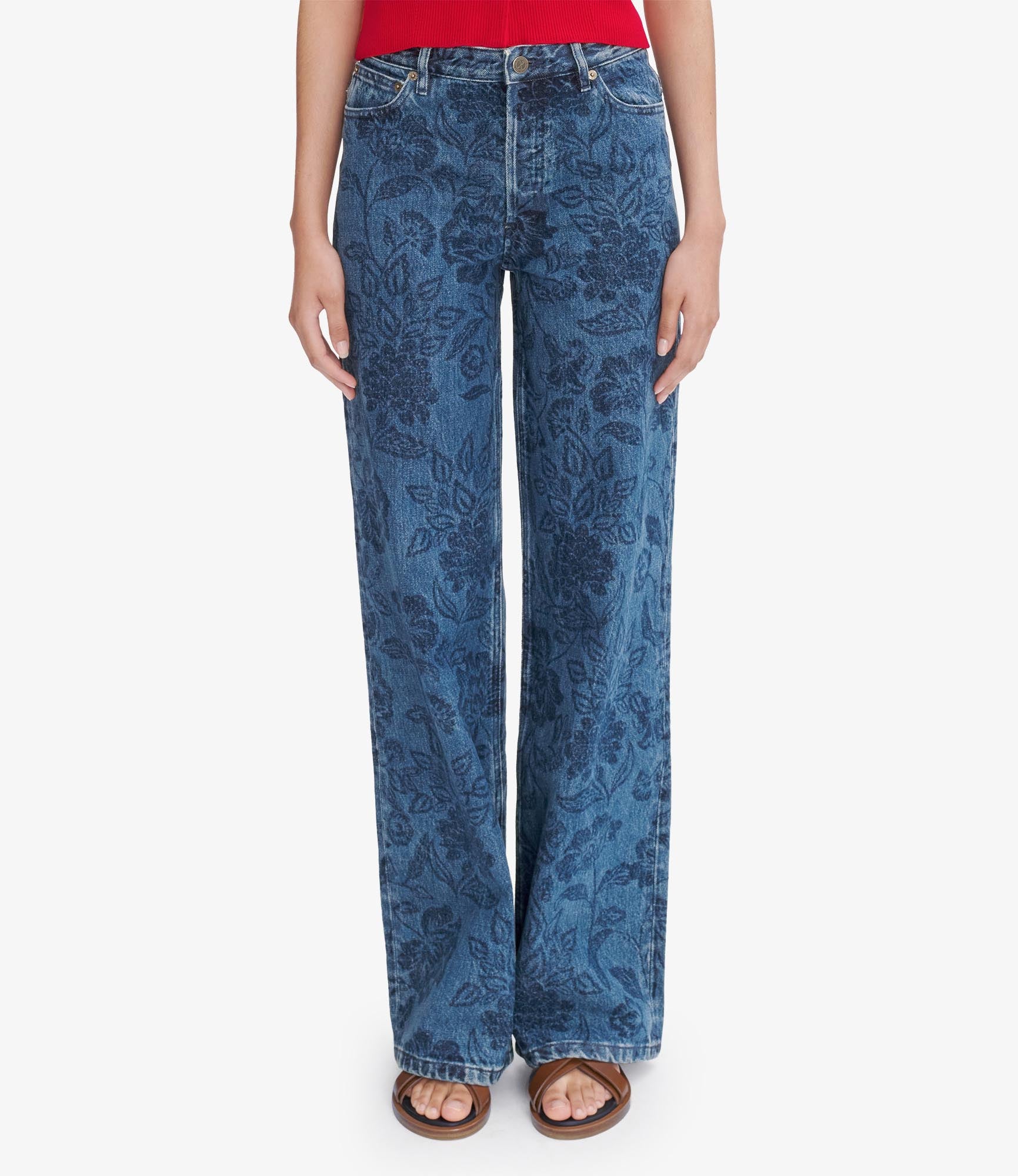 デニム・ジーパン A.P.C. High-Rise Floral-Print Denim Jeans With Straight Leg Elisabeth jeans | Floral-print denim | A.P.C. Ready-to-Wear