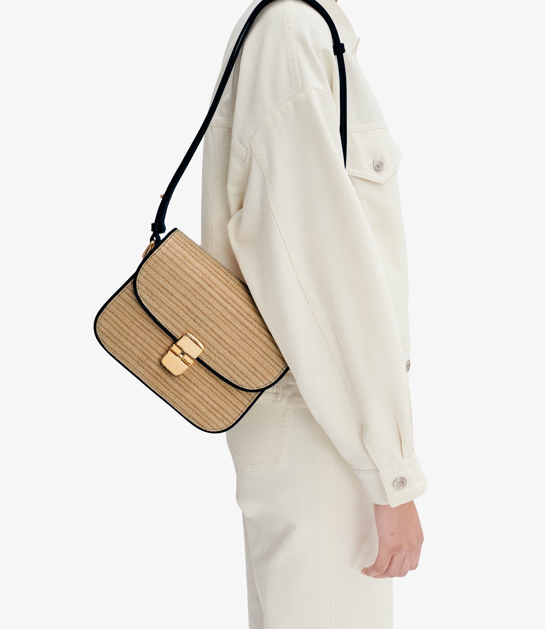 Grace Small bag | Raffia and smooth leather | A.P.C. Accessories