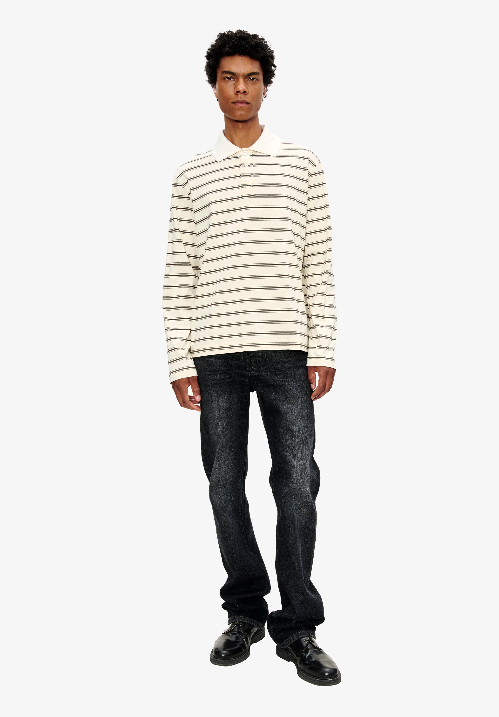 Long-sleeve striped polo shirt | T-shirts | A.P.C. Ready-to-Wear