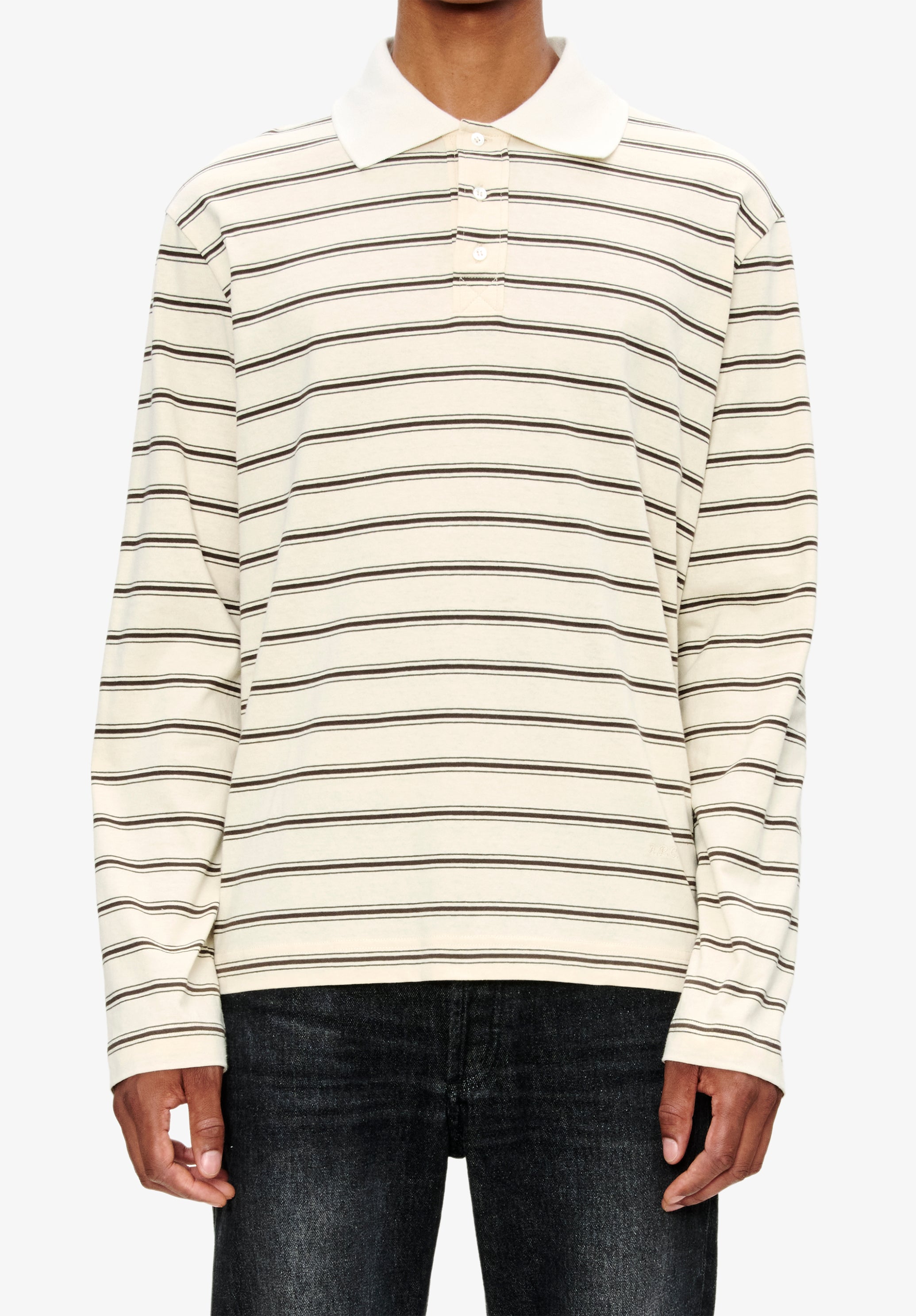 Long-sleeve striped polo shirt | T-shirts | A.P.C. Ready-to-Wear