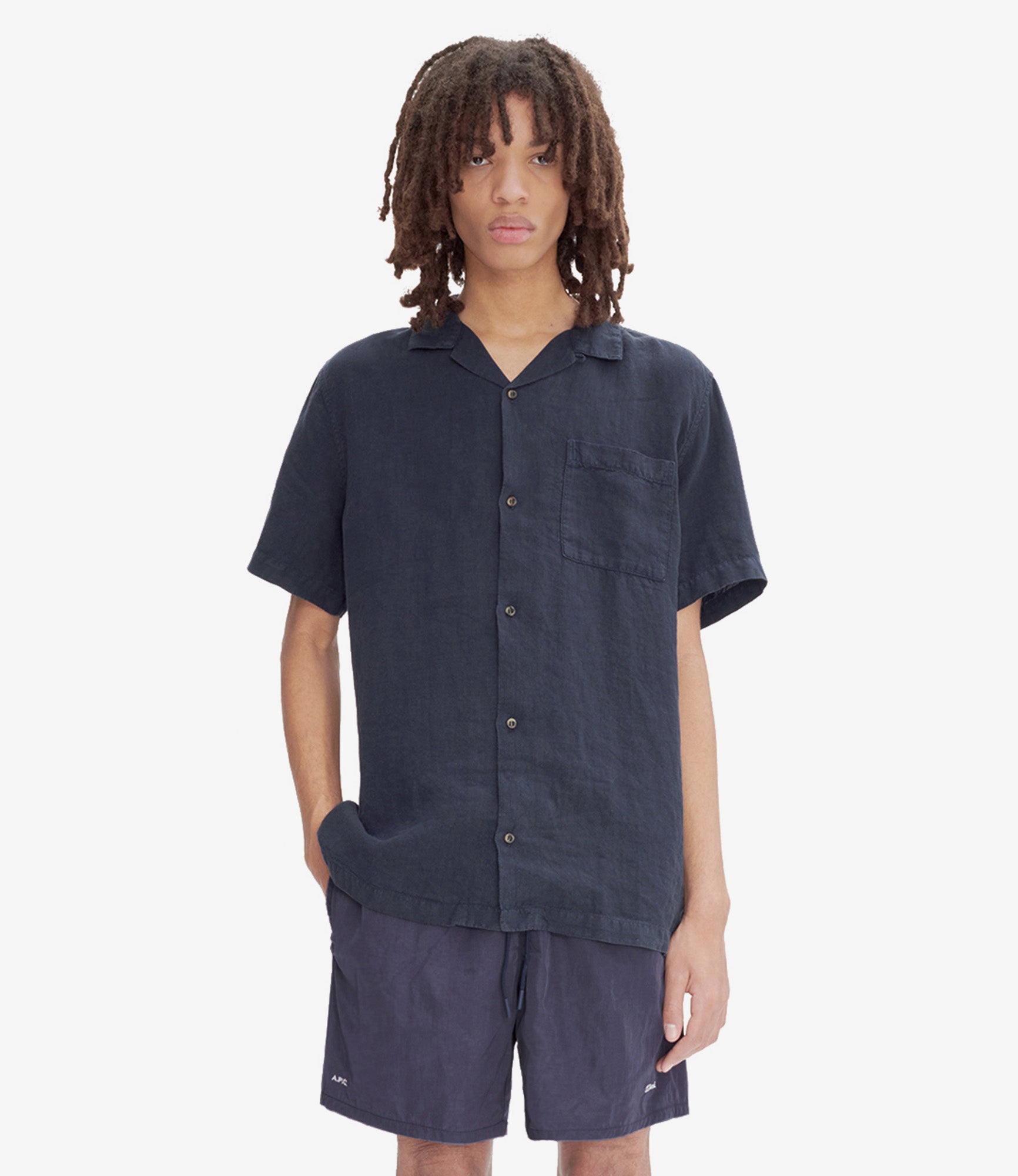 Weekend JJJJound short-sleeve shirt | Solid-color linen