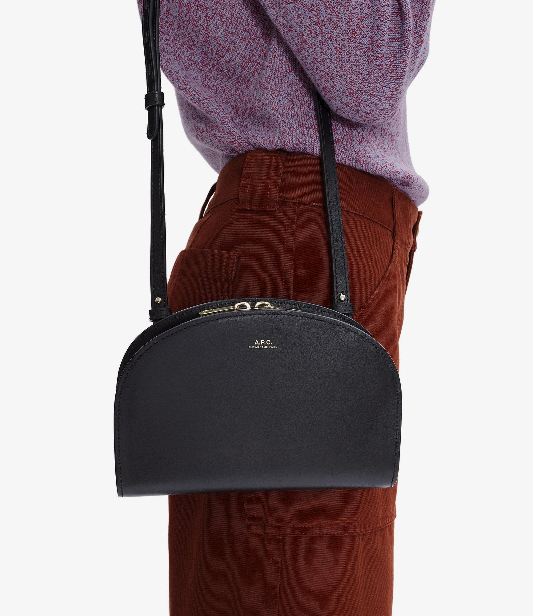 A.P.C|CLUTCHES (Demi-Lune Clutch (PXAWV F61596 LZZ)) Demi-Lune clutch | Clutch bag in smooth vegetable-tanned