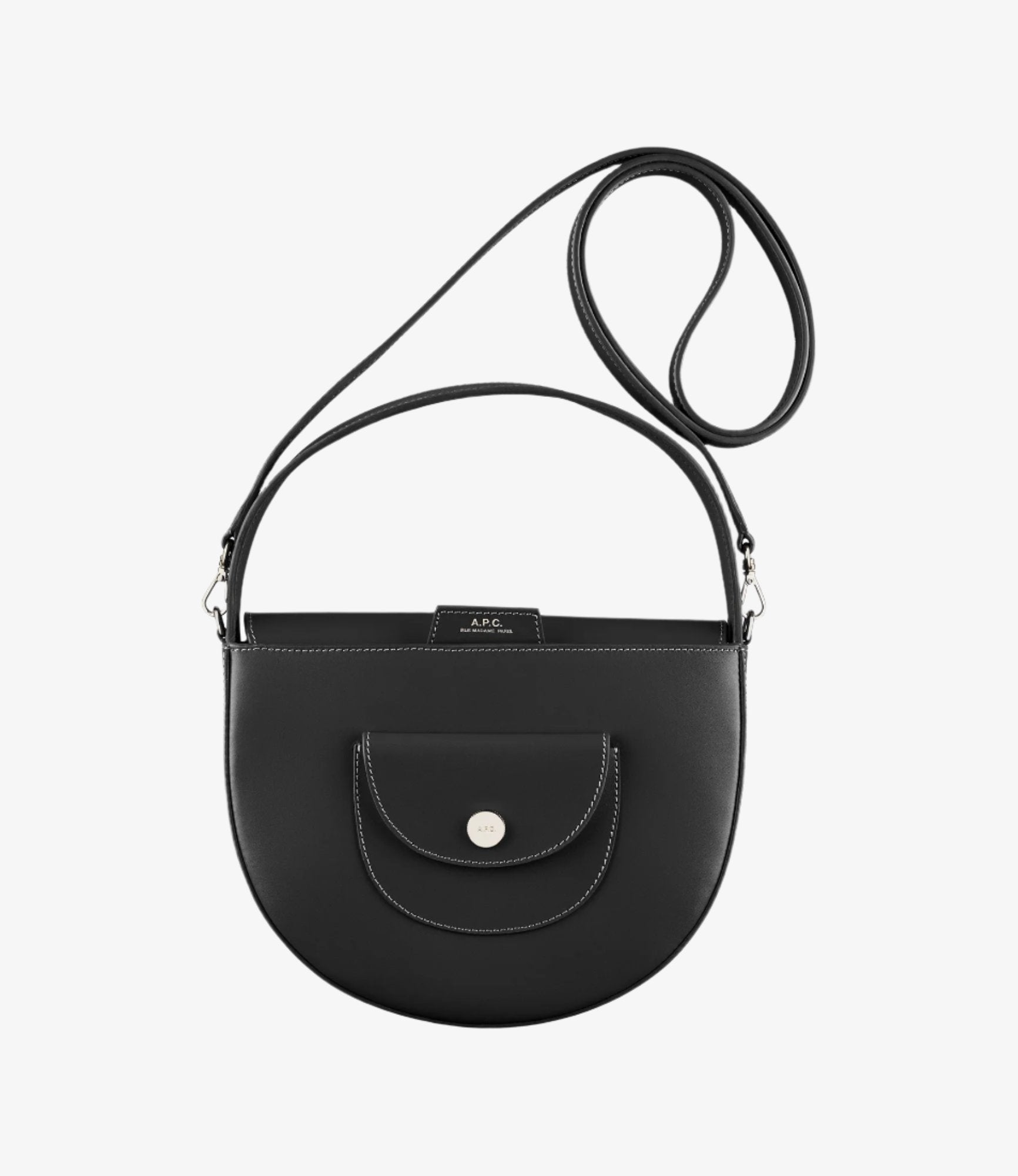 Pocket Small bag | Small semi-circular bag in smooth leather