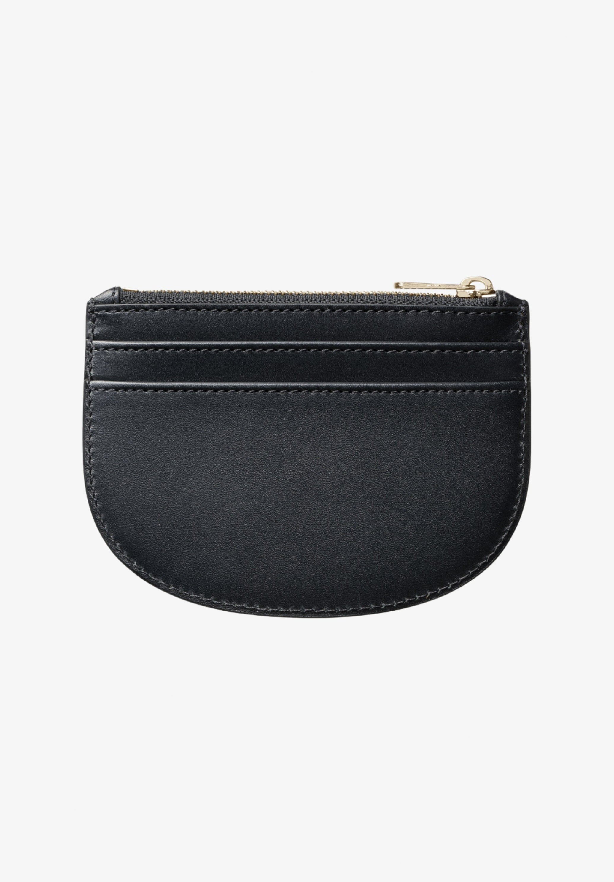APC レザーCDケース ブラック ririジップ Demi-Lune New coin purse - Smooth vegetable-tanned leather