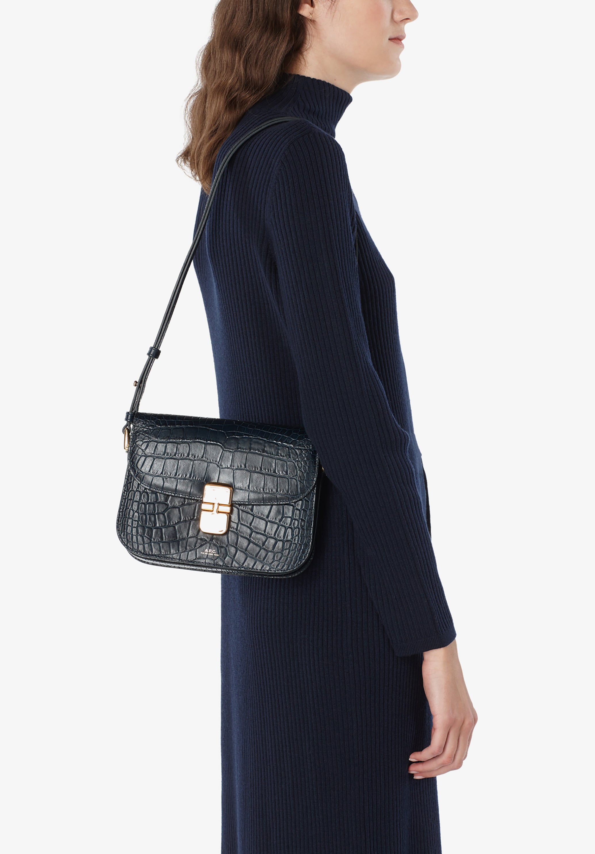 Grace Small bag - Leather embossed in crocodile motif - A.P.C.