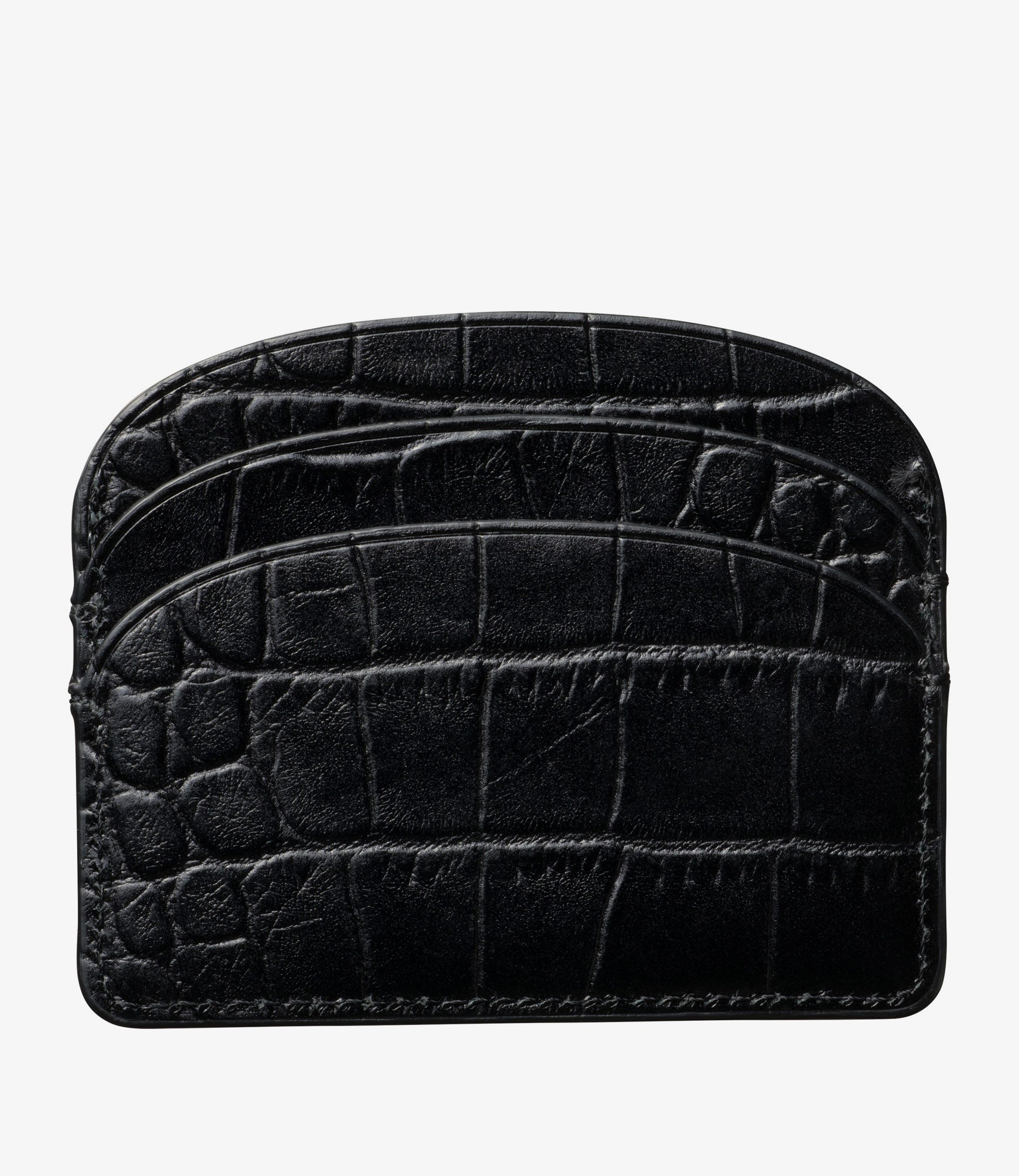 Demi-Lune cardholder - Leather embossed in crocodile motif