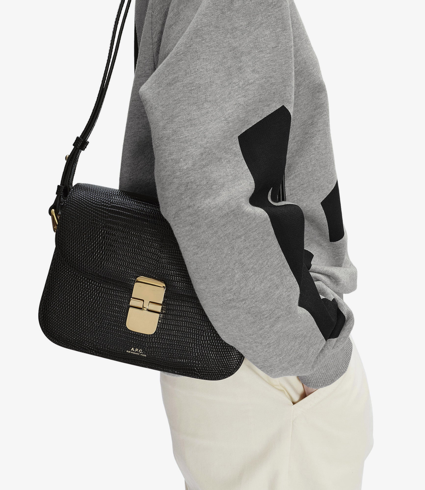 Grace Small bag - Leather embossed in lizard motif - A.P.C.