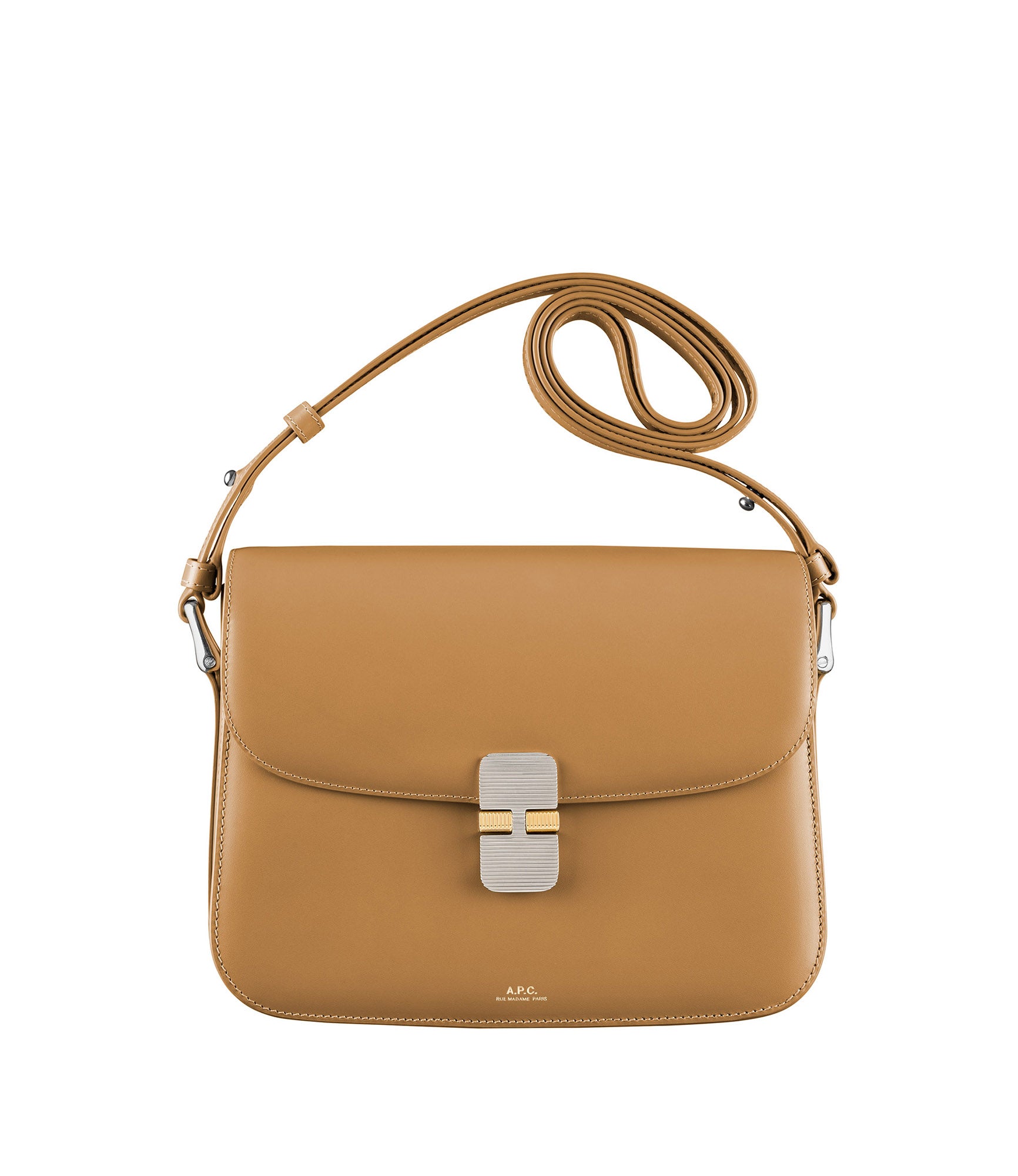 A.P.C. Grace Beige and Brown Leather Crossbody Bag