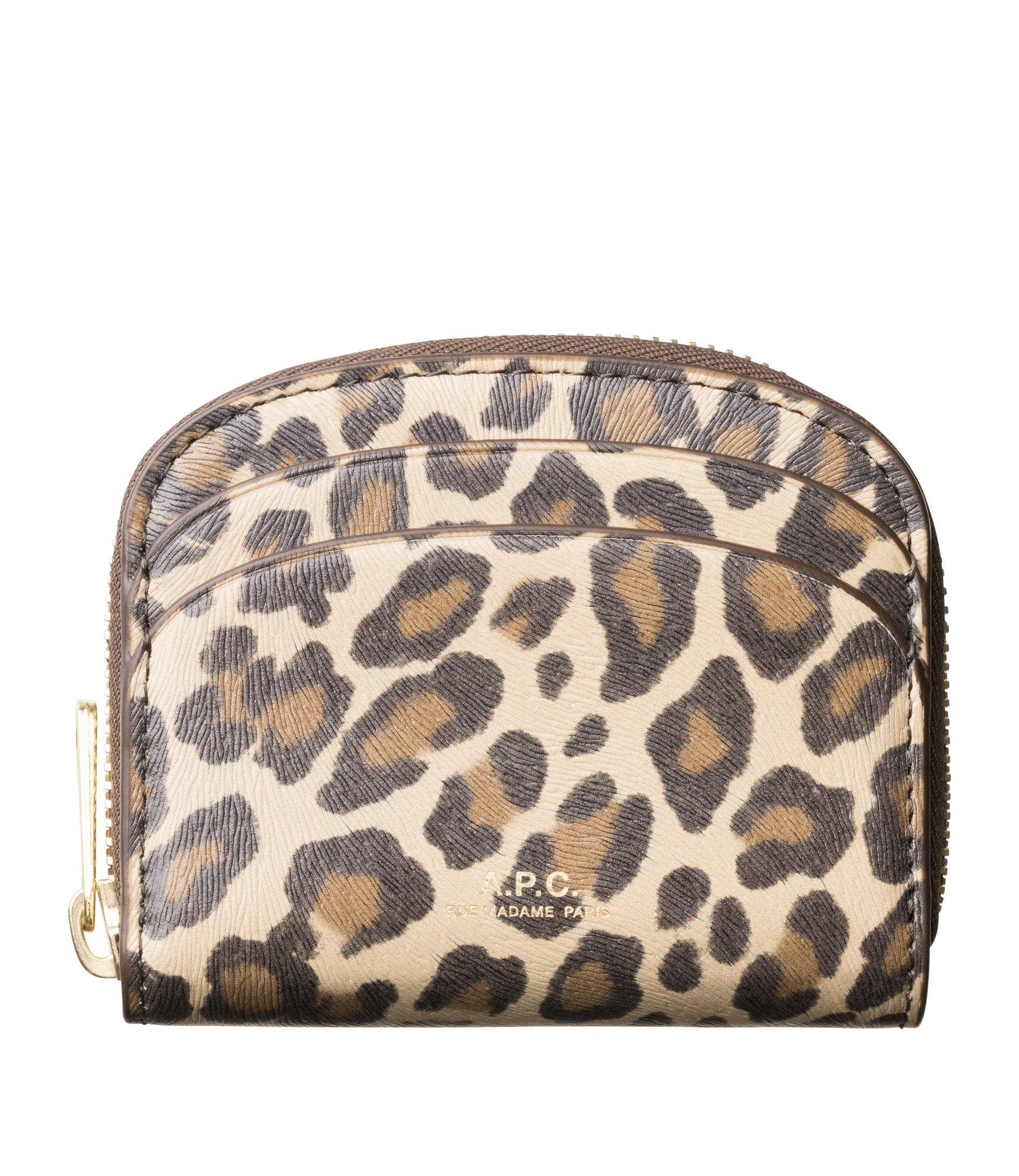 Demi-Lune Mini compact wallet | Leopard-print leather