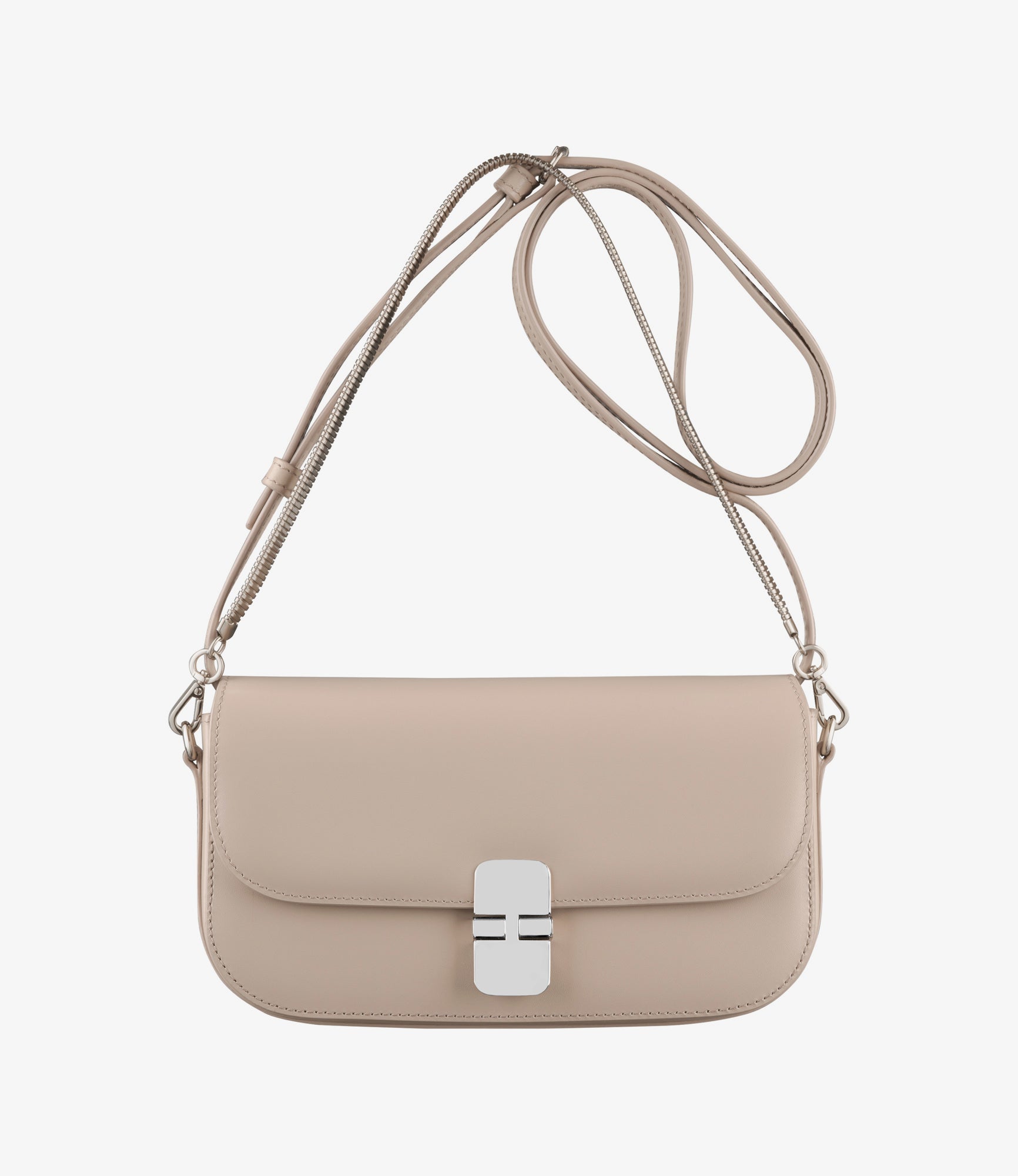 Grace Chaine clutch | Smooth box leather and silvertone