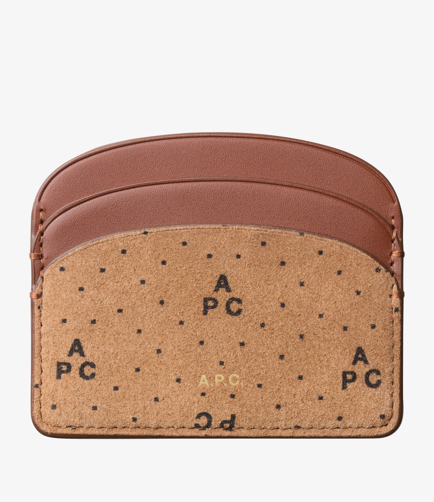 ◇A.P.C.◇ 24SS Saffiano Demimoon Card Wallet PXBJQ F63270 L Demi-Lune cardholder | Monogram suede split and smooth