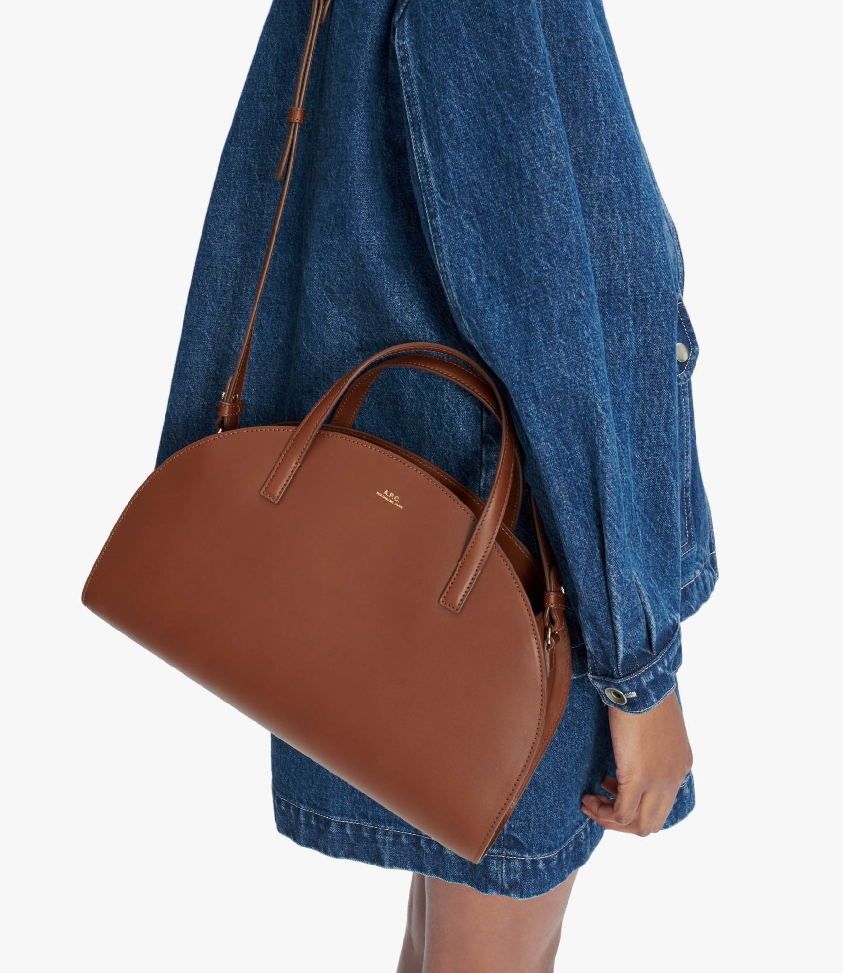 ☆A.P.C.☆ Demilun Tote Bag Black PXCAXF61941LZZ PXCAXF61941 Demi-Lune tote bag | Smooth vegetable-tanned leather