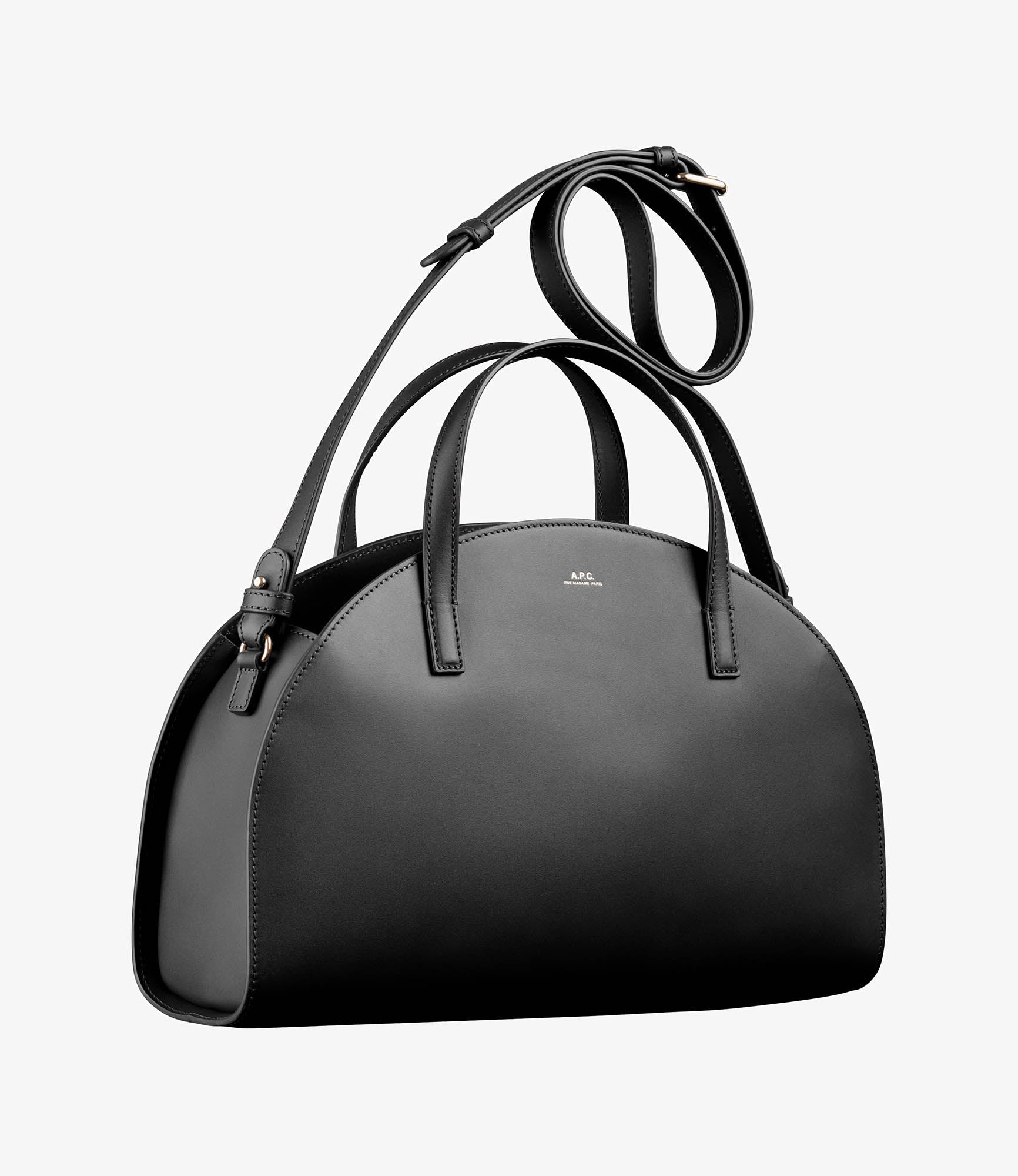 ★A.P.C.★ Small Demiloon Tote Bag Black PXCAXF61942LZZ PXCA Demi-Lune Small tote bag | Smooth vegetable-tanned leather