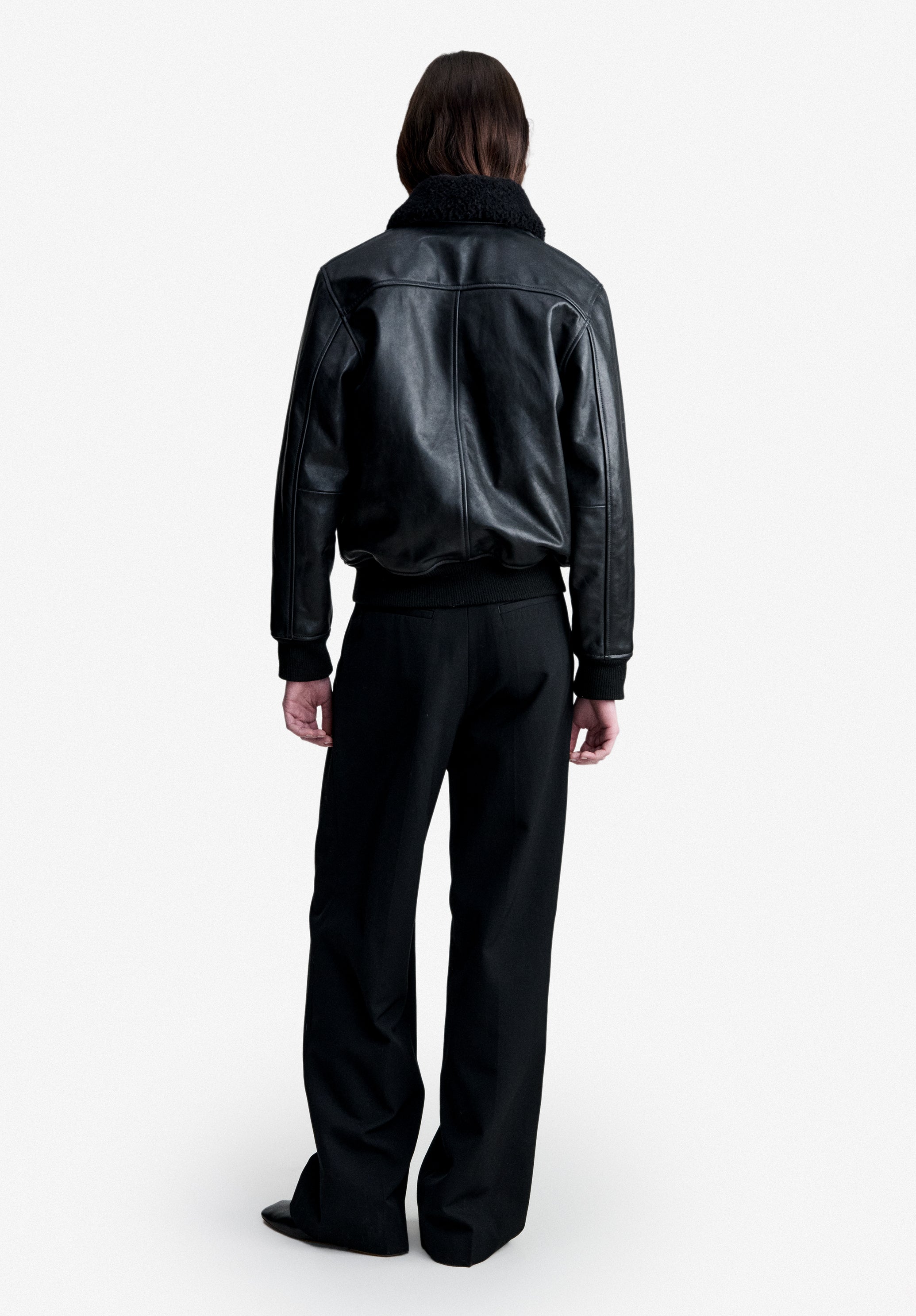 A.P.C. Amelia Jacket - Black leather bomber jacket