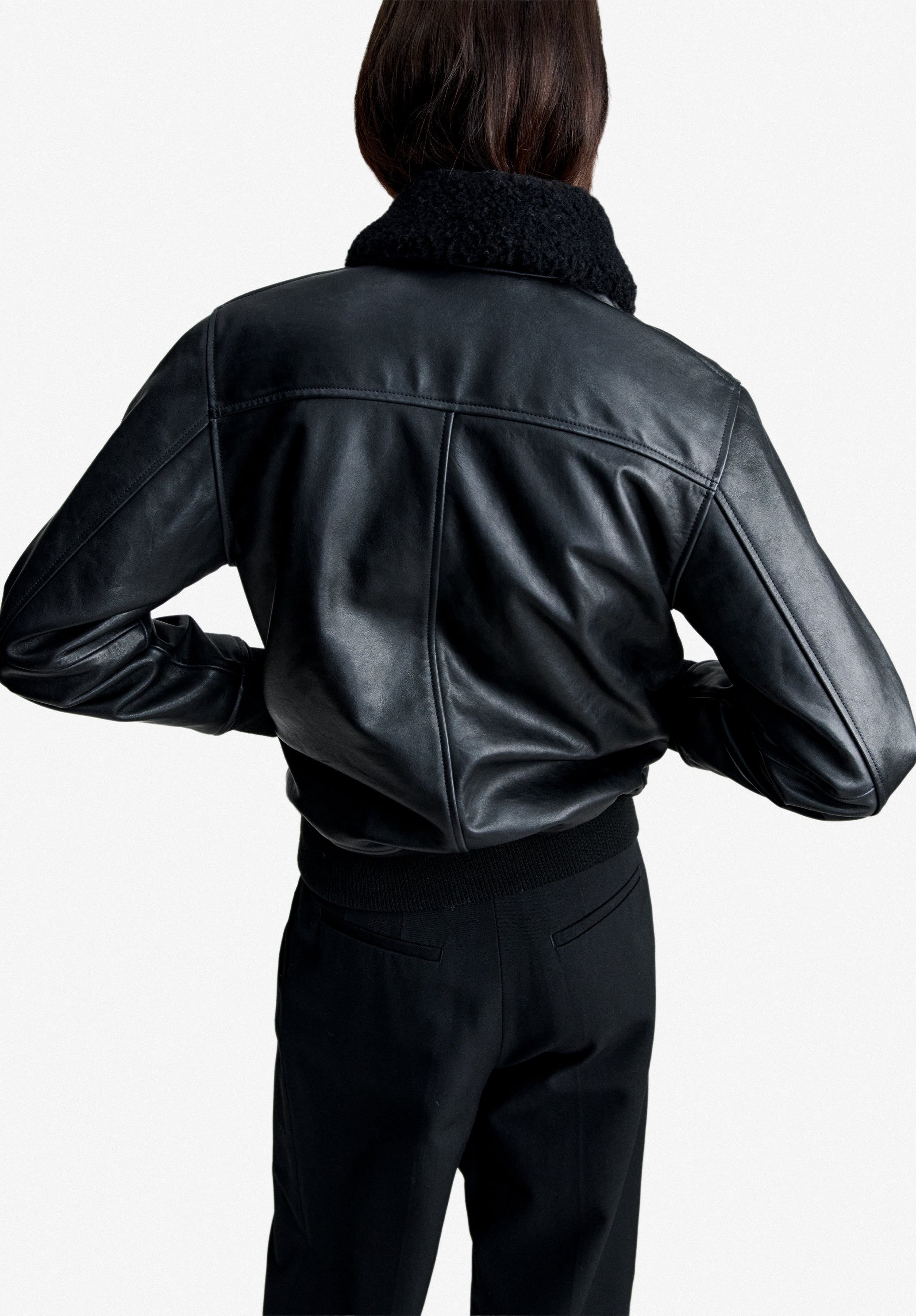 A.P.C. Amelia Jacket - Black leather bomber jacket