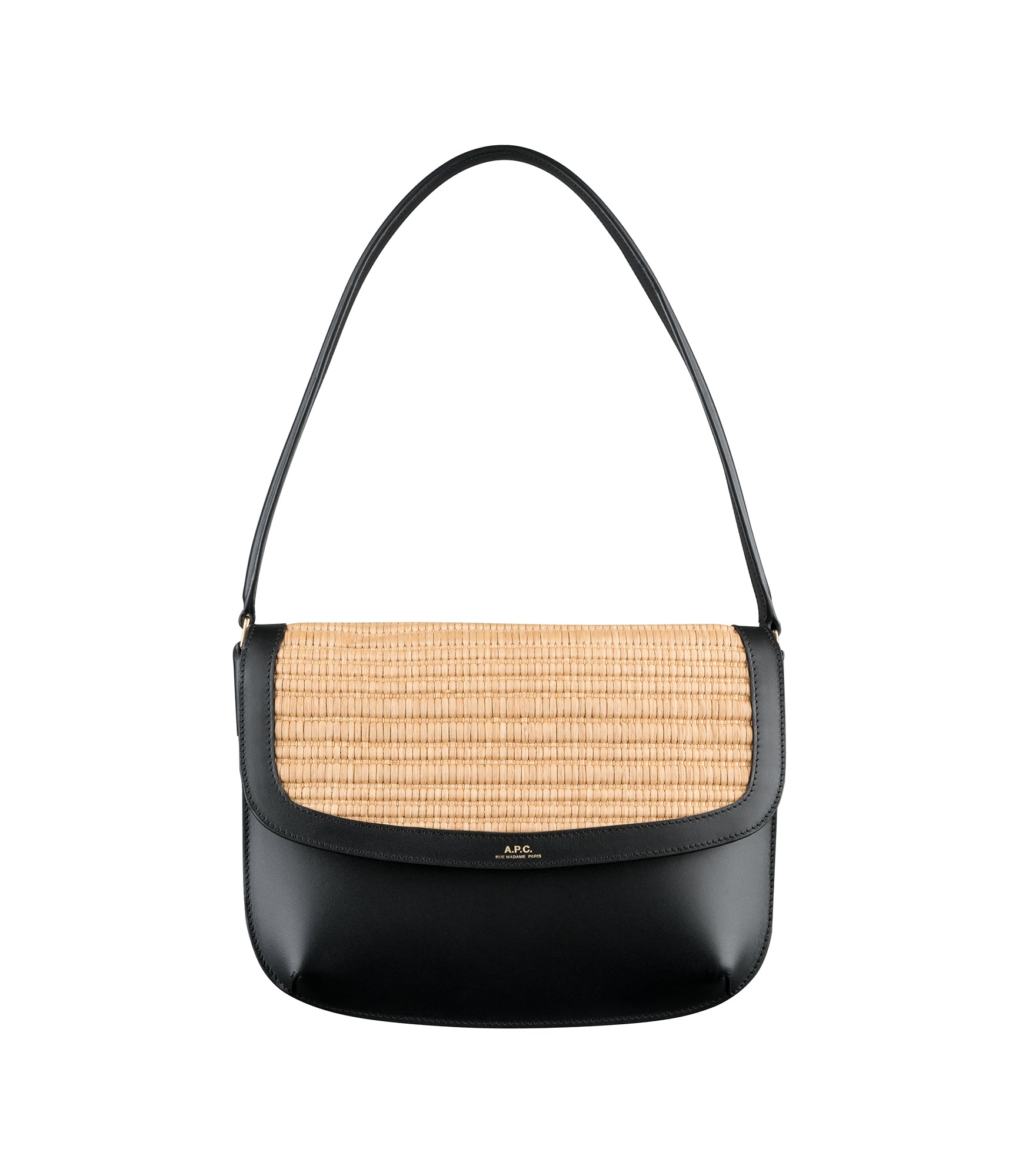 Sarah Shoulder bag | Raffia and smooth leather | A.P.C.