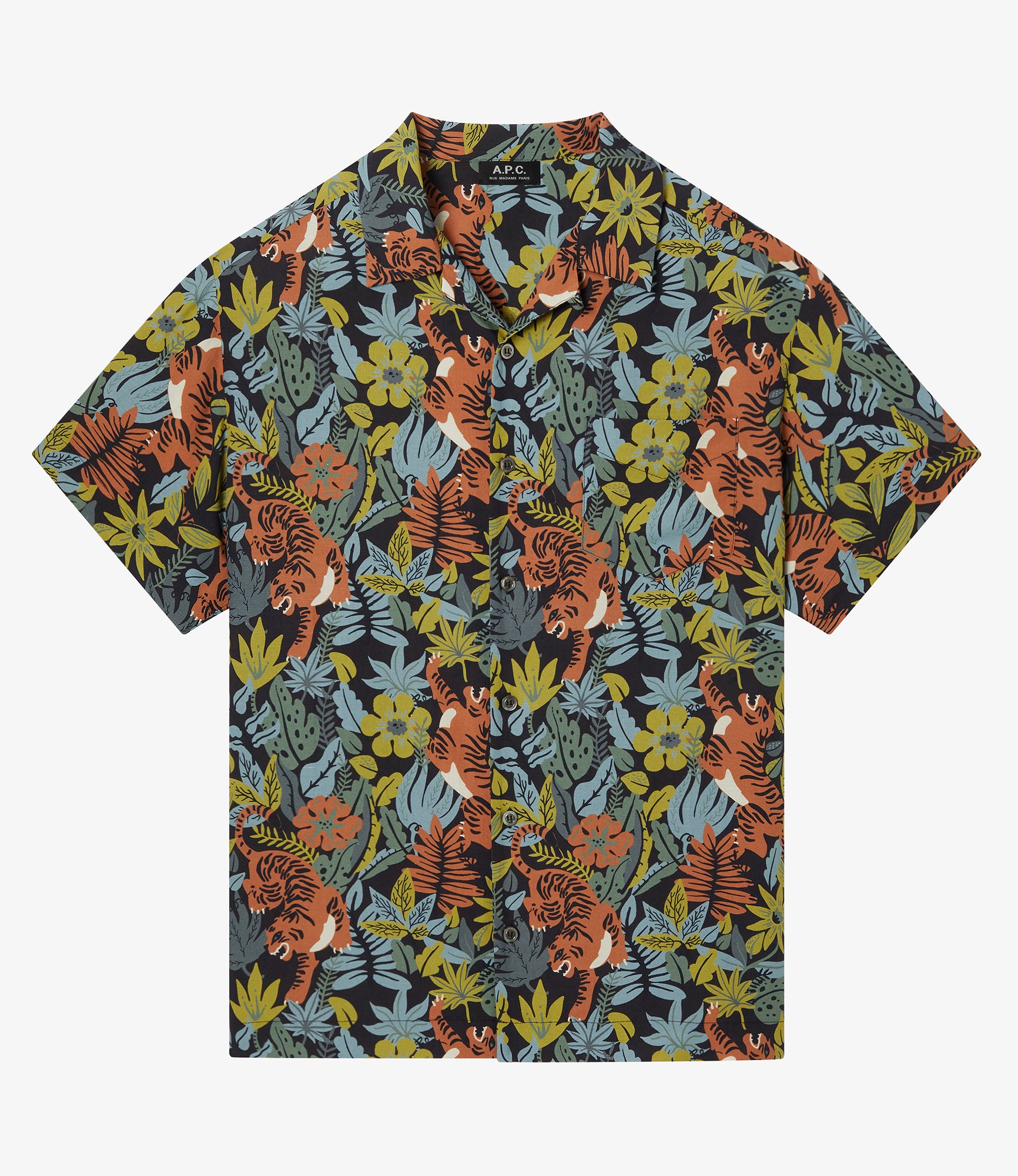 Roy short-sleeve shirt | Viscose-linen blend with tropical