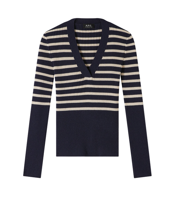Lou sweater - TIQ - Dark navy blue/ecru